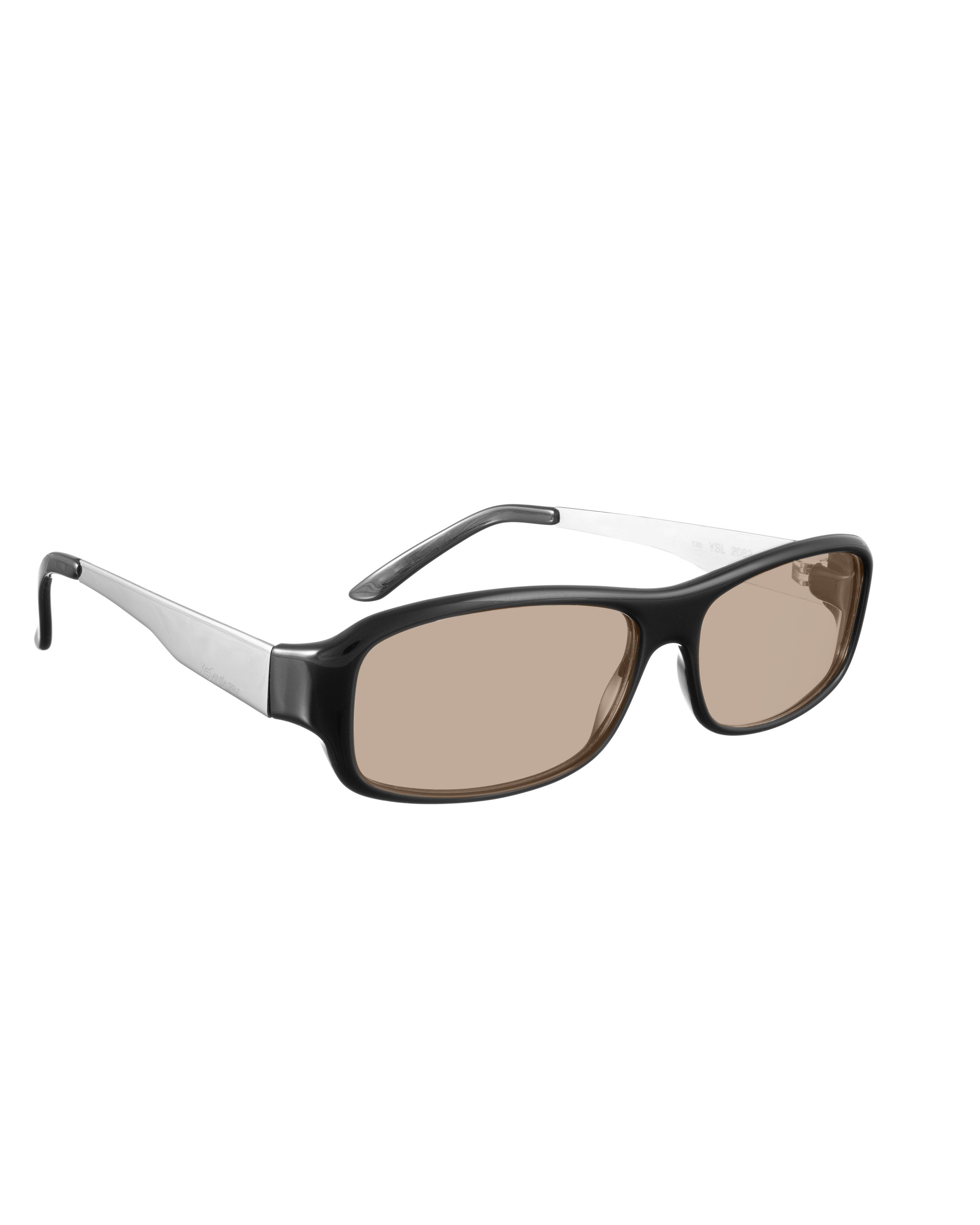Yves Saint Laurent Yves Saint Laurent 00s Black & Silver Rectangular Sunglasses Size ONE SIZE - 1 Thumbnail