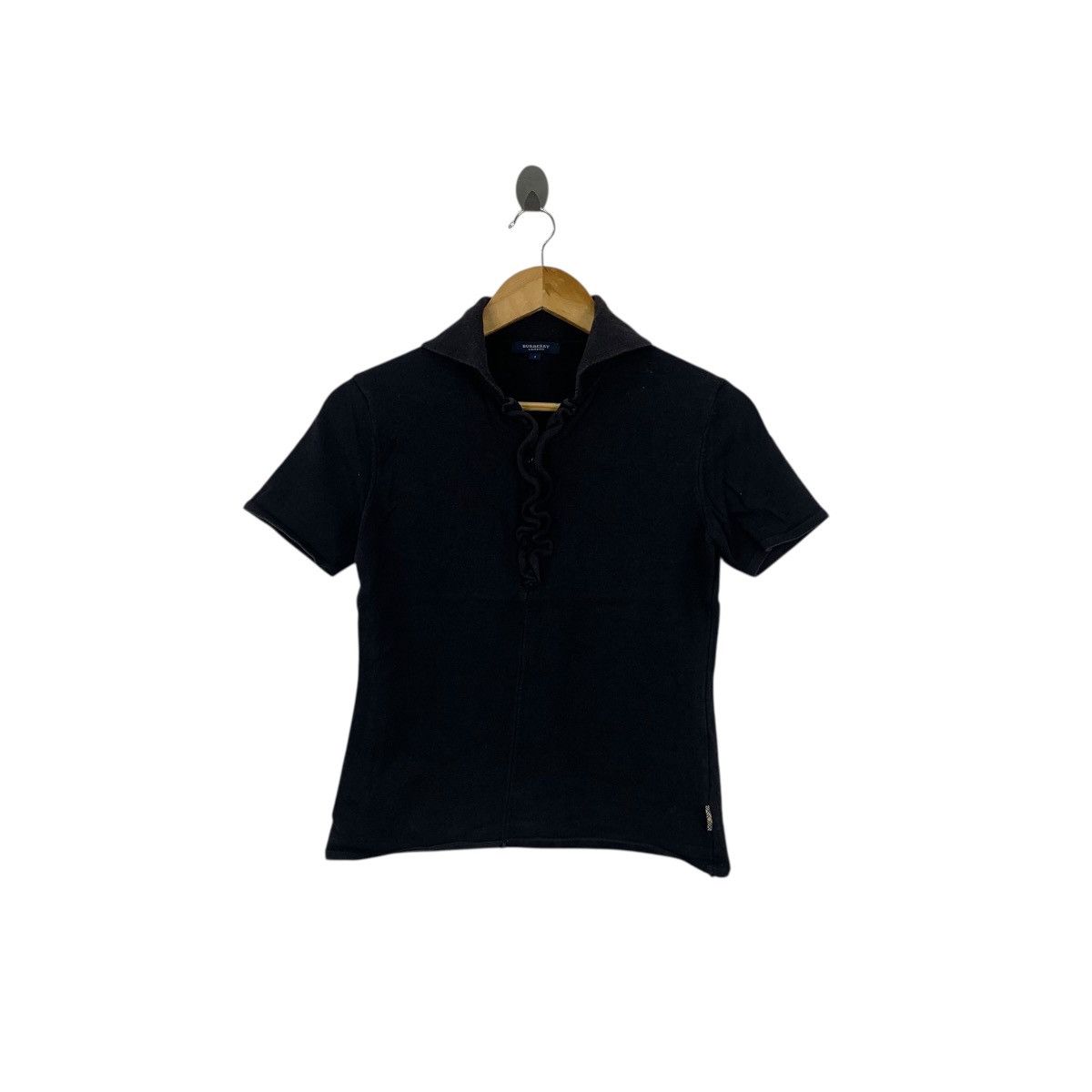 Burberry Vintage BURBERRY LONDON Ruffled Placket Polo Tee Shirt Top Size XS / US 0-2 / IT 36-38 - 1 Thumbnail