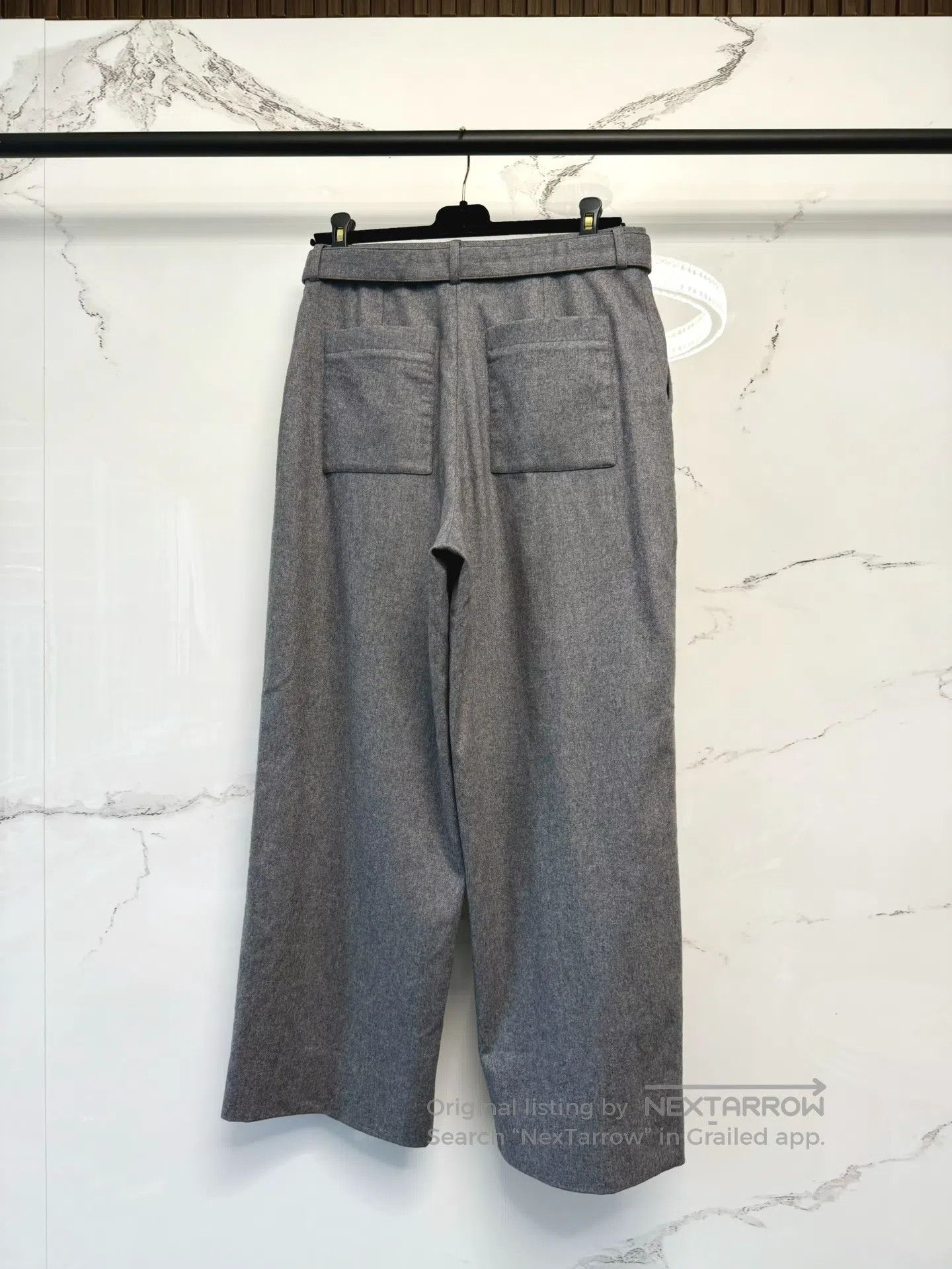 Celine CELINE Gray Cashmere Belted Wide Leg Trousers| Size US 40 / EU 56 - 3 Thumbnail