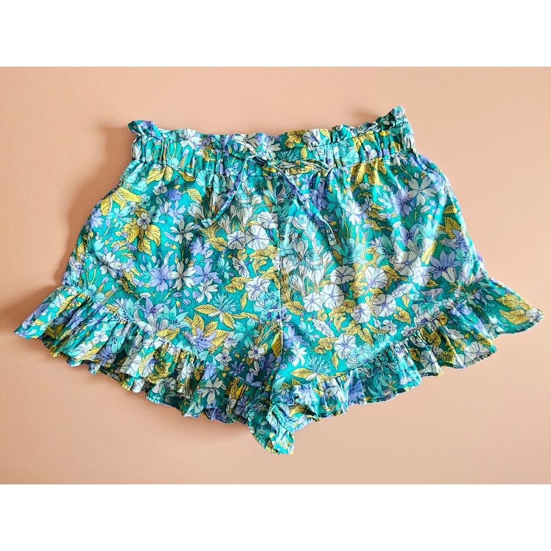 J.Crew J. Crew Cotton Green Floral Voile Ruffle Beach Shorts XS Size 26" / US 2 / IT 38 - 2 Thumbnail