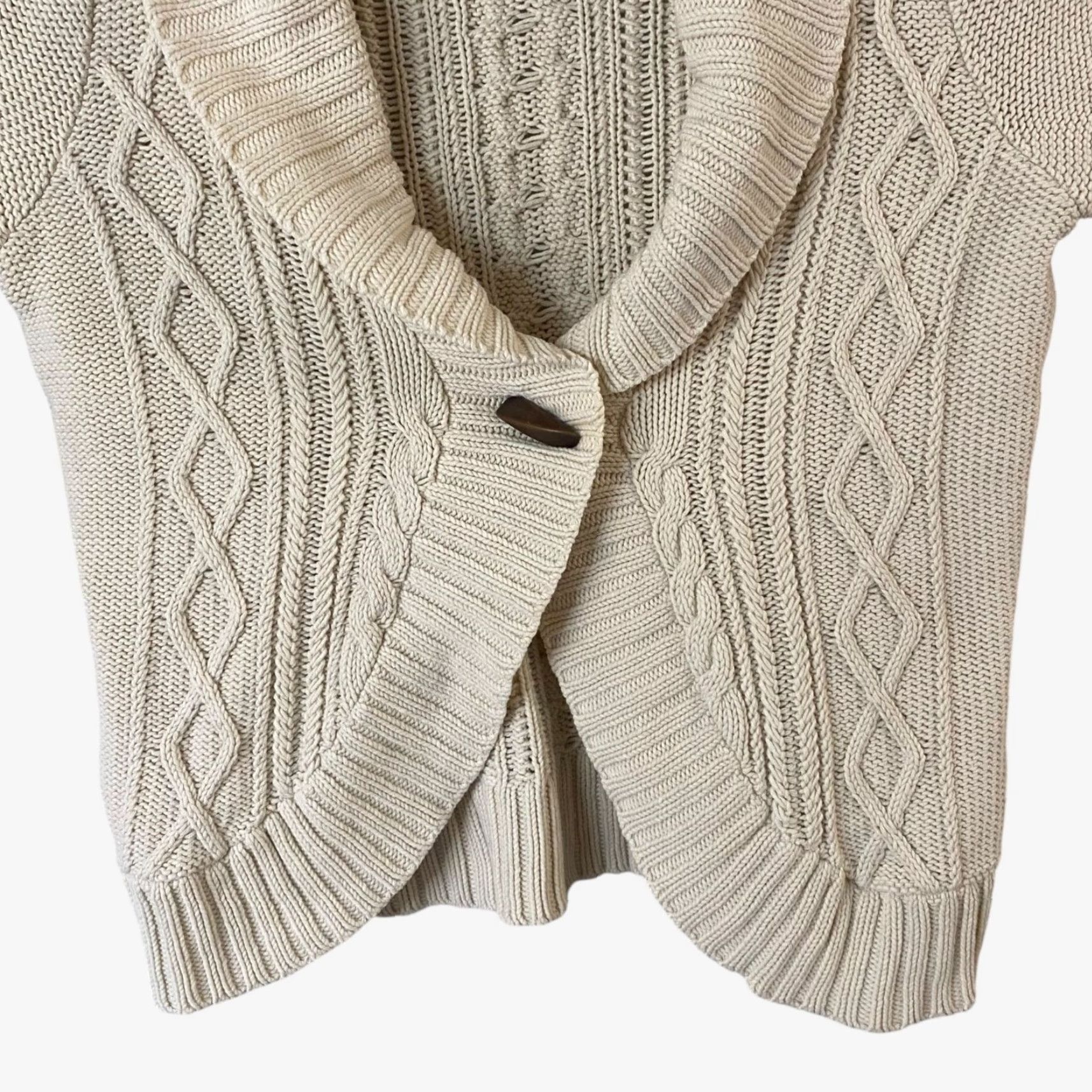 Eddie Bauer Eddie Bauer Women’s Cable-Knit Cardigan Sweater Large Tall Cream Cotton Blend Fall Casual Size L / US 10 / IT 46 - 7 Thumbnail