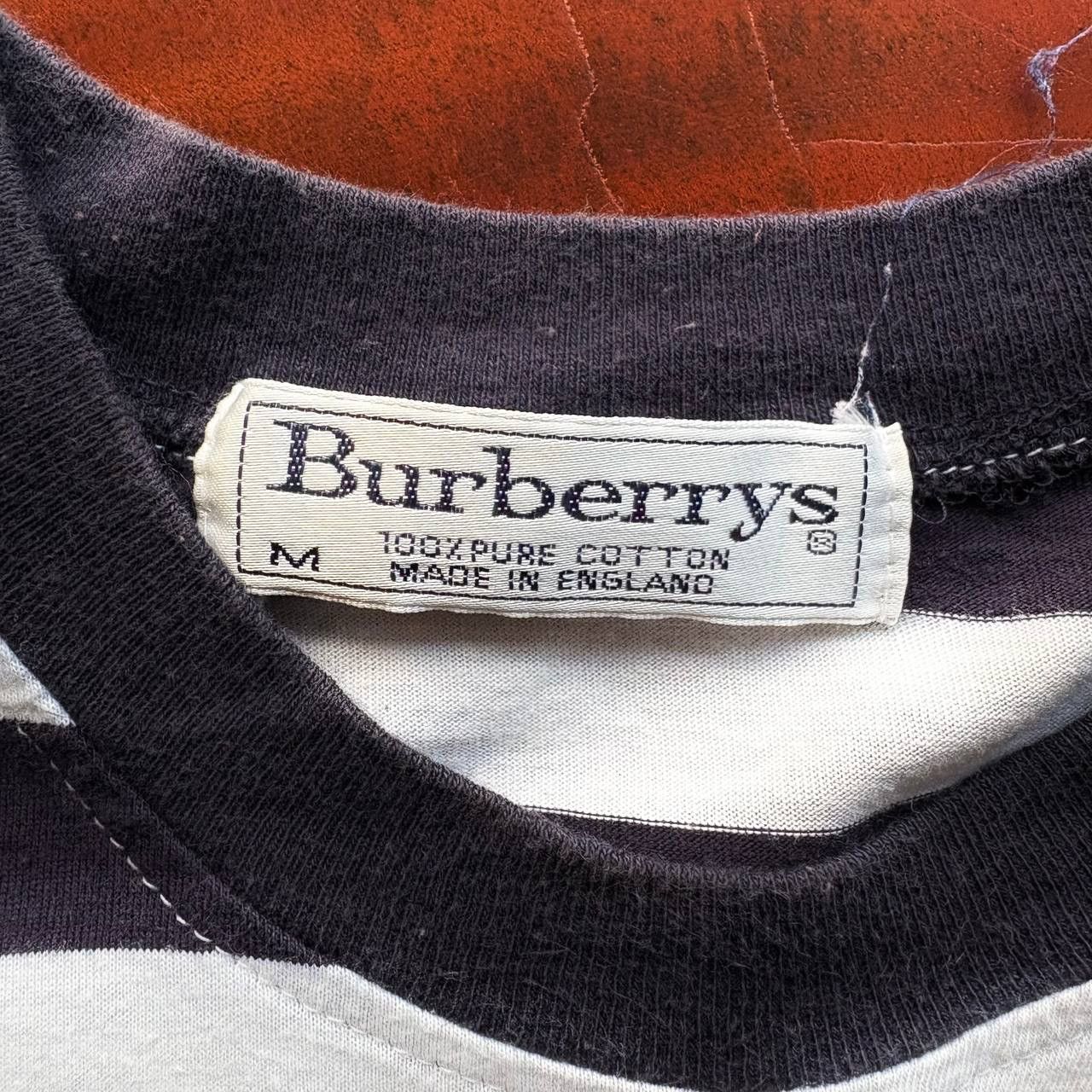 Burberry Vintage 90’s Burberry Navy Blue and White Striped Tshirt Size US M / EU 48-50 / 2 - 6 Thumbnail