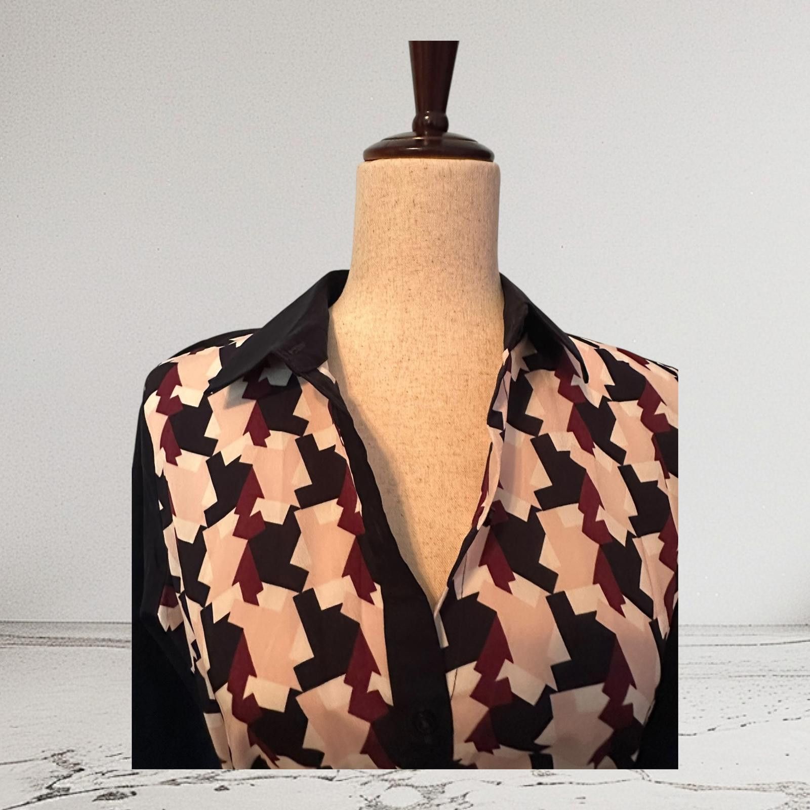 DKNY DKNY Elegant Long Sleeve Shirt Dress with Abstract Pattern Size S / US 4 / IT 40 - 3 Thumbnail