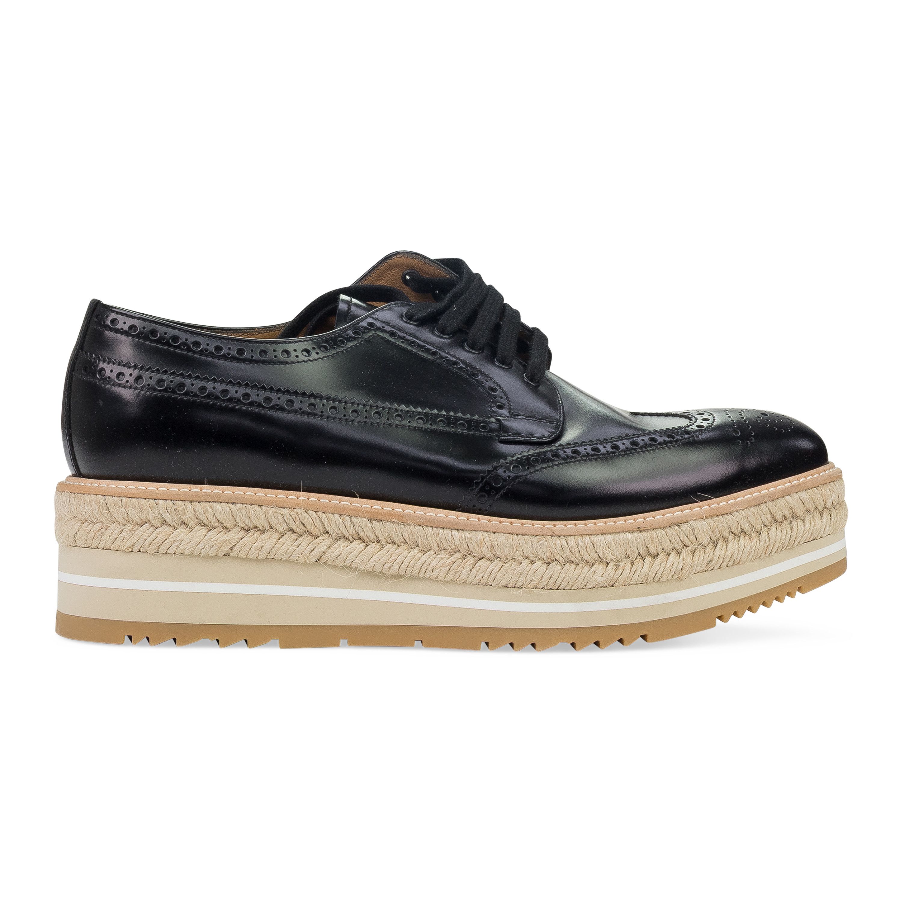 Prada Size 12 White Burgundy Perforated Leather Lace-Up  display picture 1