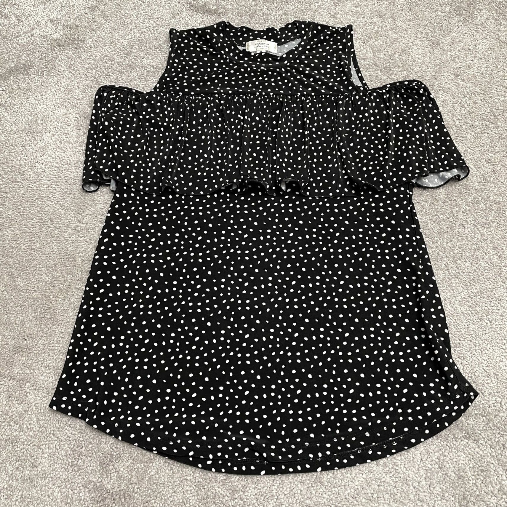 Ford Shannon Ford Blouse Shirt Womens Medium Black White Polka Dot Cold Shoulder Sleeve Casual Knit VINTAGE: No Size M / US 6-8 / IT 42-44 - 2 Thumbnail
