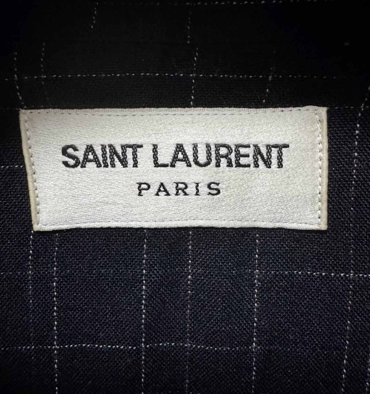 Saint Laurent Paris SLP) 14FW Runway Cuban Collar Silk Black Slub Texture Shirt Size US L / EU 52-54 / 3 - 6 Thumbnail