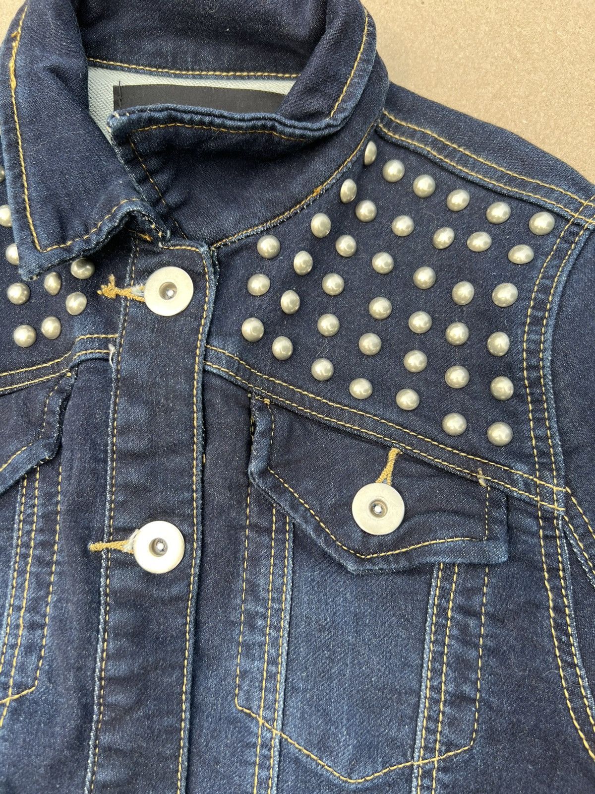 Japanese Brand GLAD NEWS Studded Jean Jacket Size XS / US 0-2 / IT 36-38 - 3 Thumbnail