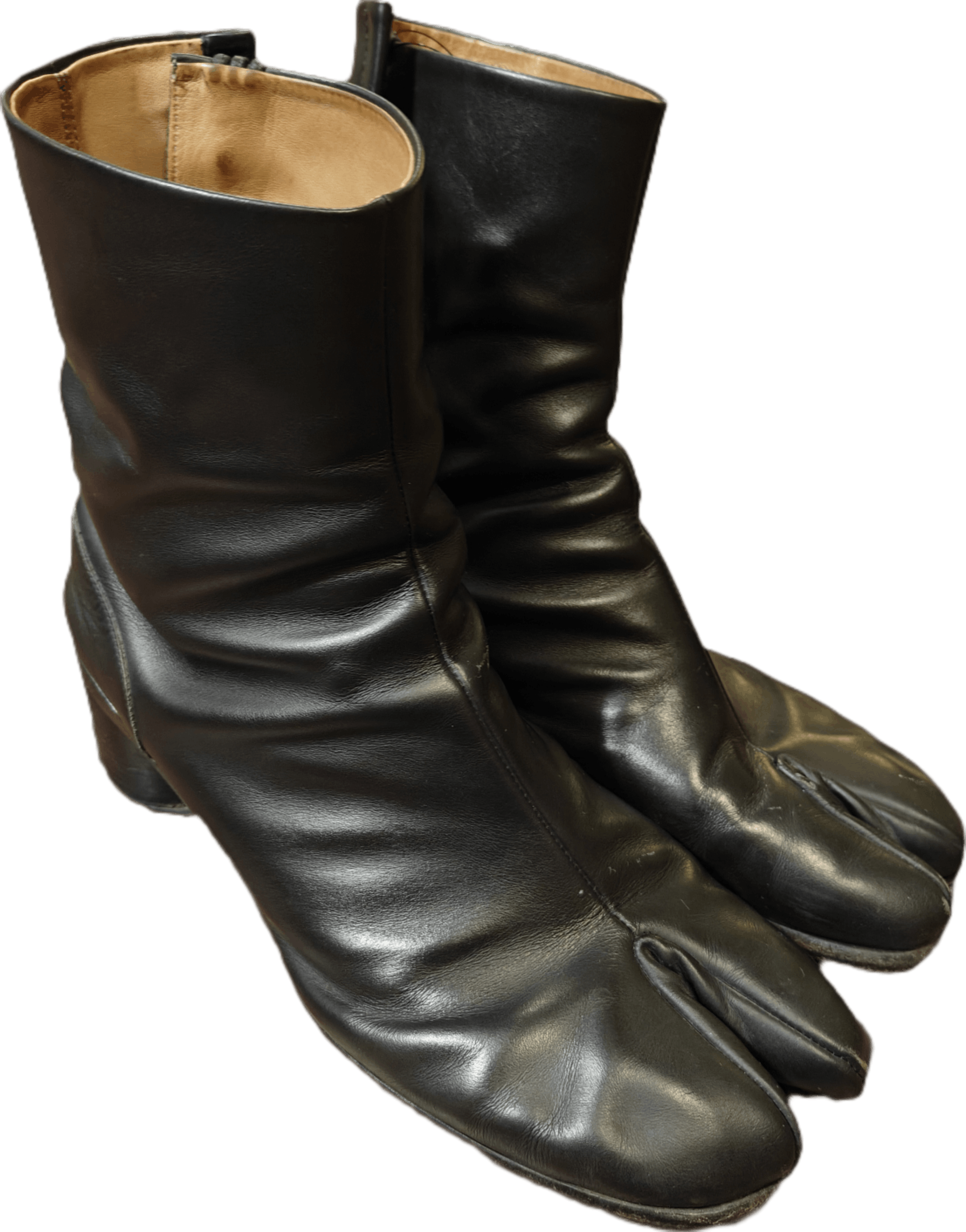 Maison Margiela Black Calfskin Tabi Boots 3" Heel Shoes, Men's (Size 11)