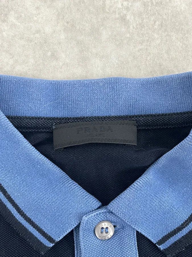 Prada AW2016 Prada Black & Blue Linea Rossa Polo Shirt Size US S / EU 44-46 / 1 - 7 Thumbnail