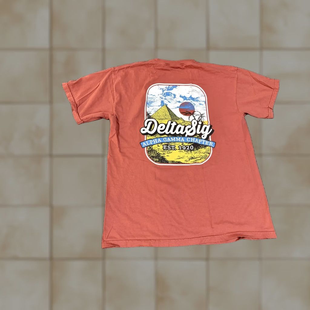 Comfort Colors Comfort Colors Shirt Mens L Red Delta Sig Fall Rush Pocket Graphic T-Shirt Size US L / EU 52-54 / 3 - 1 Thumbnail