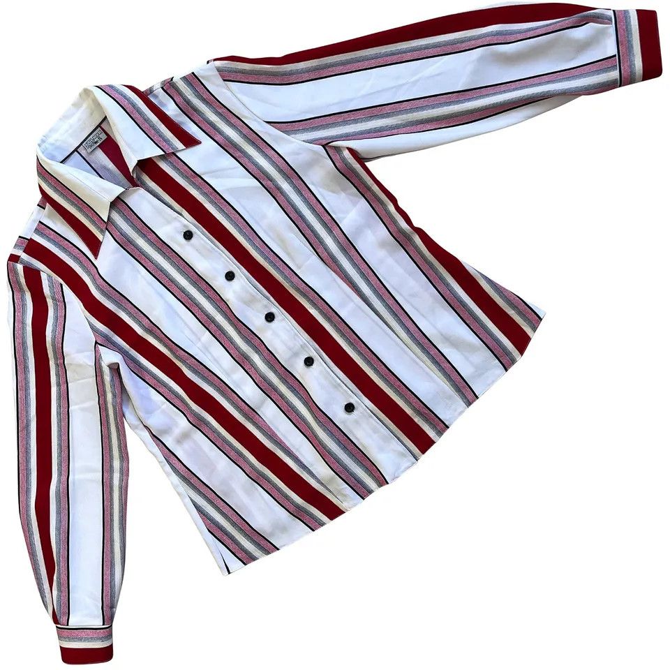 image of Vintage Sylvmir (Poland) Crêpe Cotton Blend Oblong Collar Shirt, Women's (Size Medium)