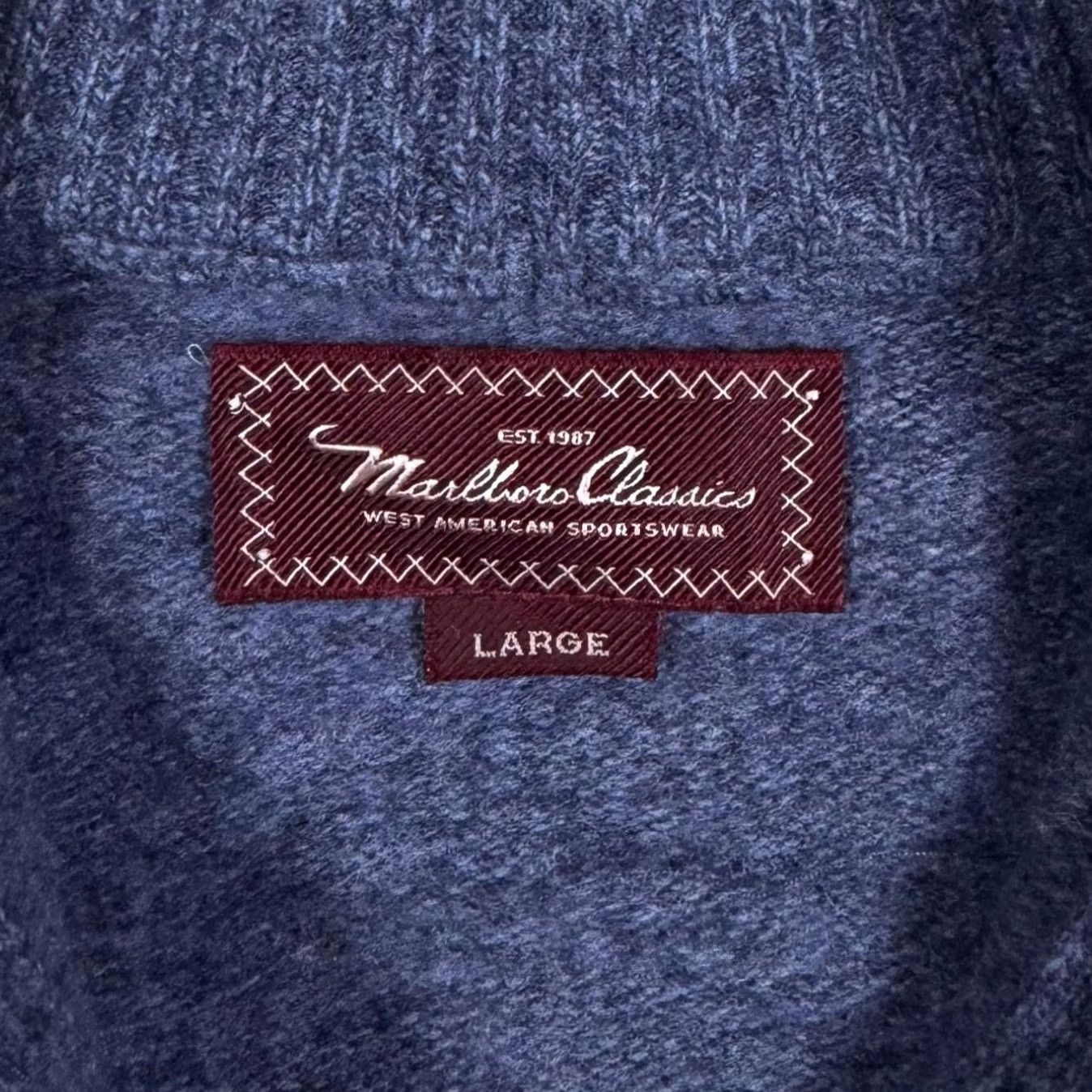 Marlboro VINTAGE Marlboro Classics Jumper Blue 1/4 Zip Wool Blend Knit Pullover Men M Large Logo Mini Size US M / EU 48-50 / 2 - 3 Thumbnail