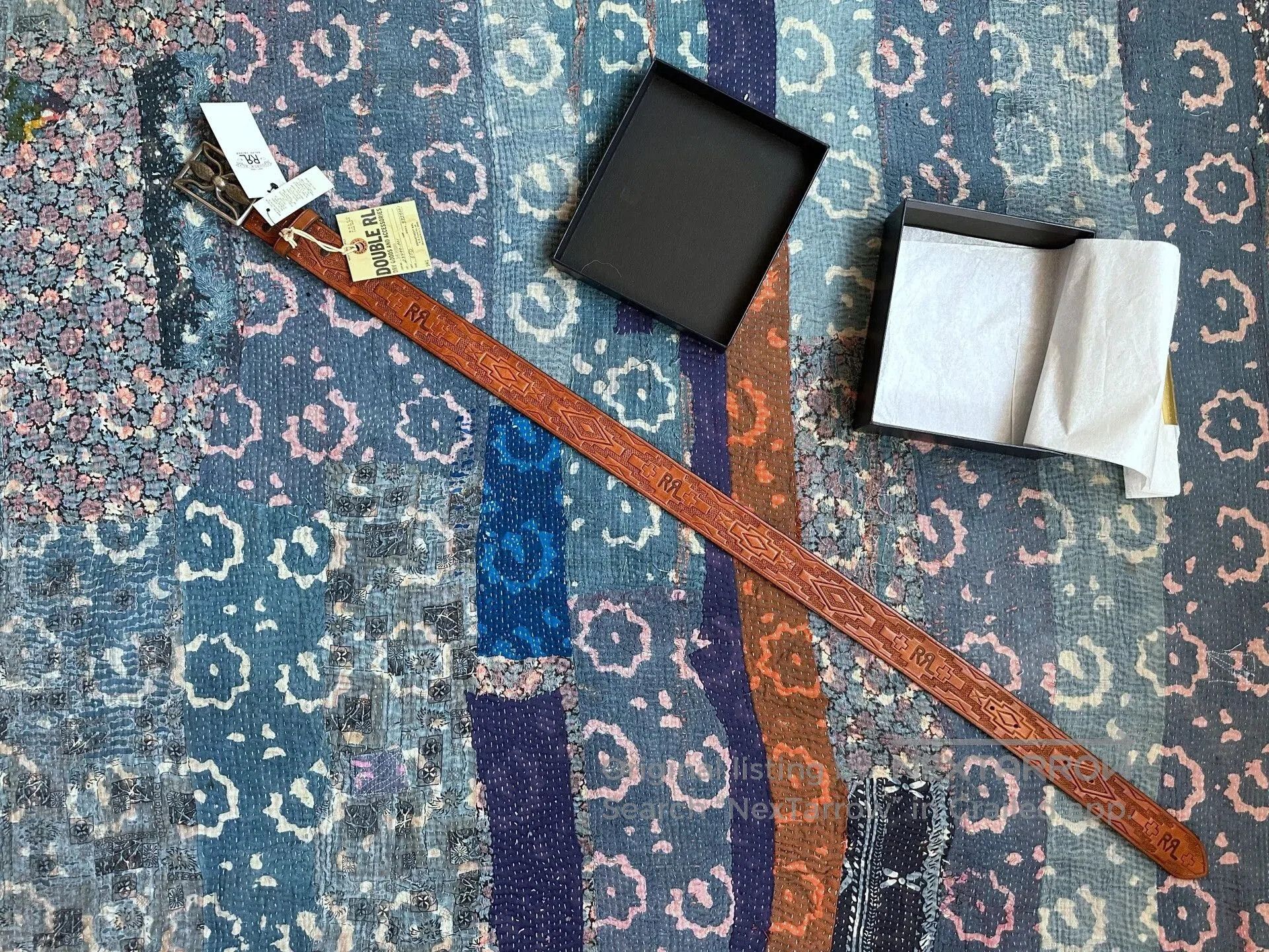 RRL Ralph Lauren RRL Spider Carved Leather Belt. Size ONE SIZE - 1 Thumbnail