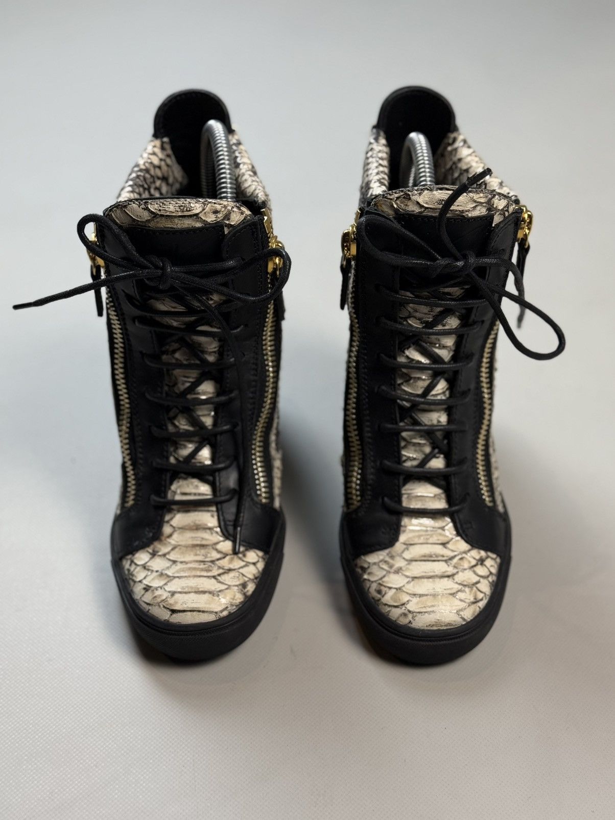 Giuseppe Zanotti Zanotti Python Embossed Leather Coby High Top Sneakers Shoes Size US 8.5 / IT 38.5 - 9 Thumbnail