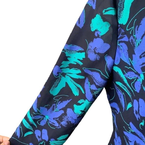 Vintage VINTAGE Blue Floral Lightweight Blazer Women’s M/L Chiffon 80s 90s Party/Cocktail Button Hipster Retro Womens Blazer Size M / US 6-8 / IT 42-44 - 7 Thumbnail