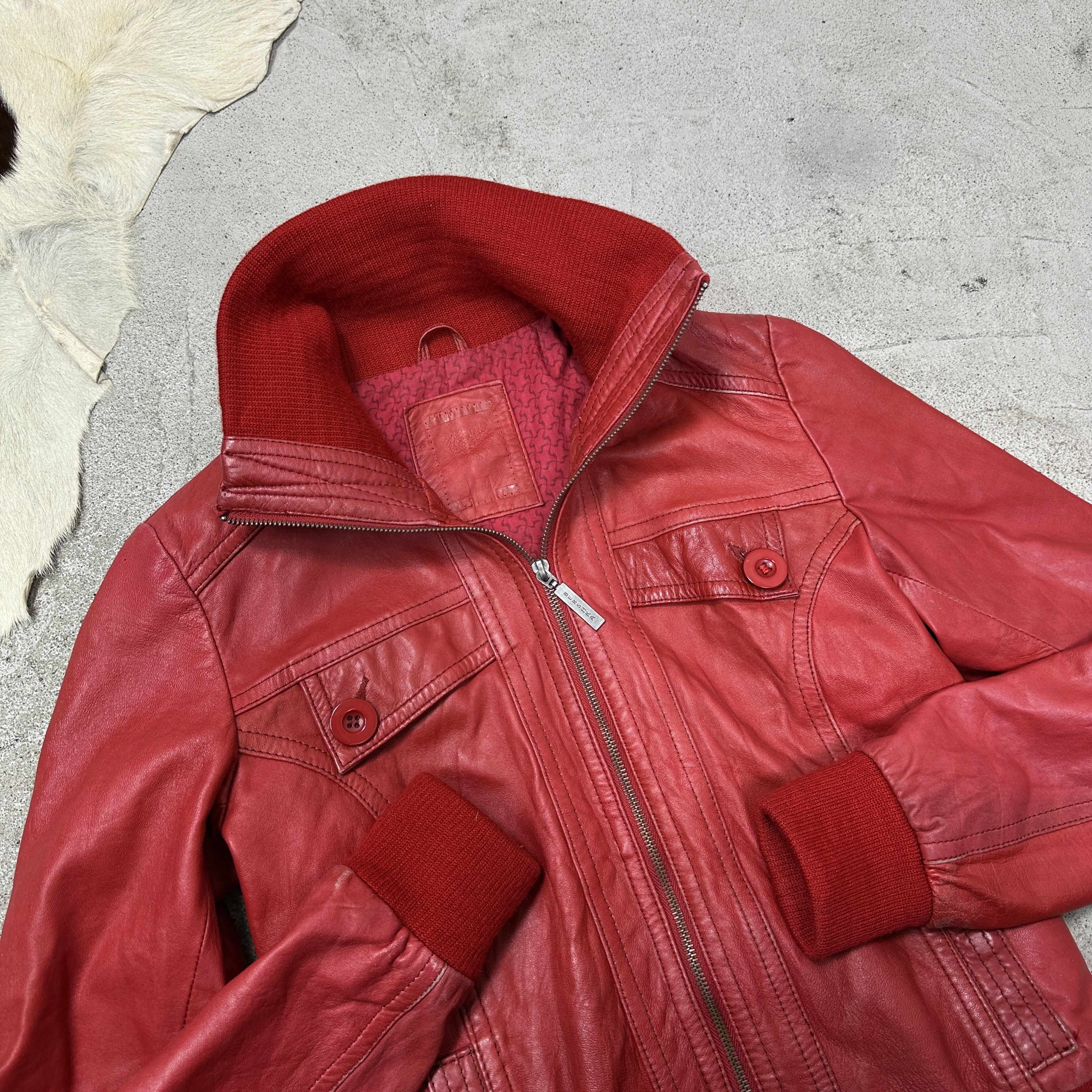Vintage Vintage Leather Moto Biker Cherry Red Jacket Y2K Size S / US 4 / IT 40 - 5 Thumbnail
