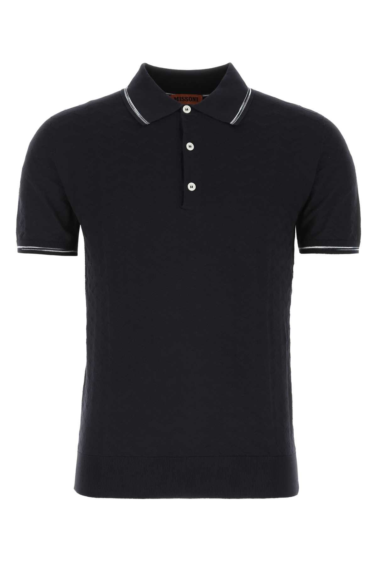 image of Missoni Midnight Blue Cotton Polo Shirt, Men's (Size XL)