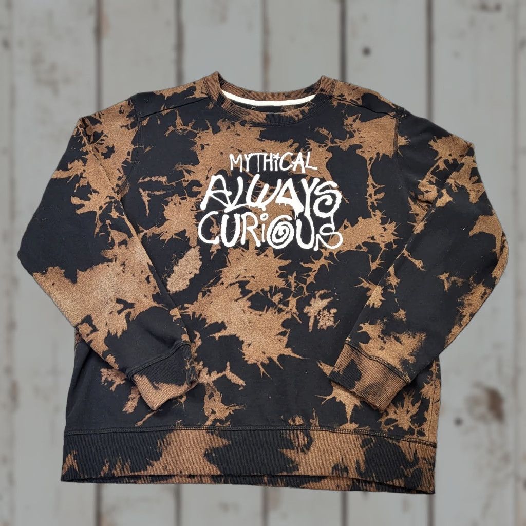 Vintage Mythical Always Curious Sweatshirt Mens Sz L Black & Brown Splatter Or Tie Dye Size US L / EU 52-54 / 3 - 1 Thumbnail