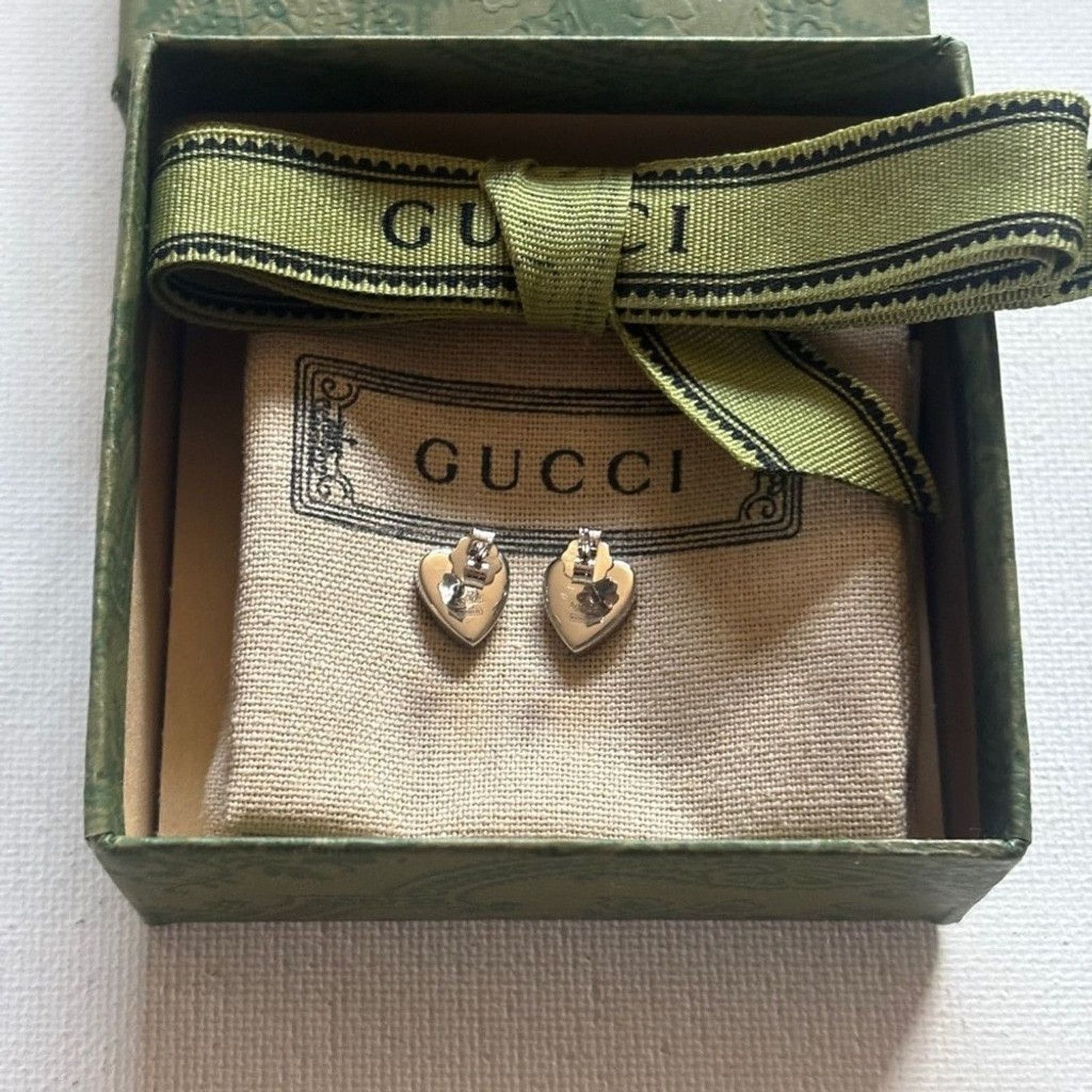 Gucci Gucci Sterling Silver Heart Logo Stud Earrings Size ONE SIZE - 4 Thumbnail