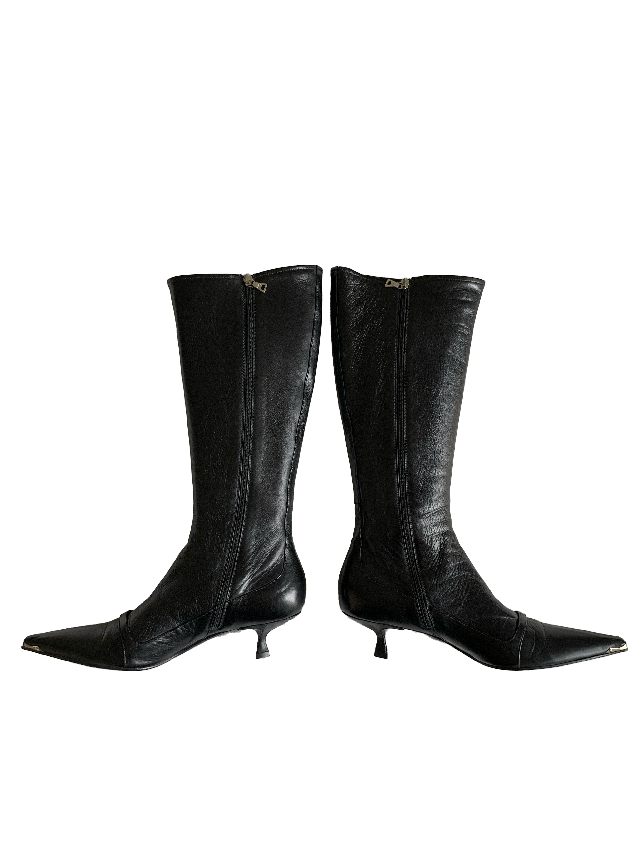 Prada 90s Prada leather kitten heels boots Size US 8.5 / IT 38.5 - 4 Thumbnail