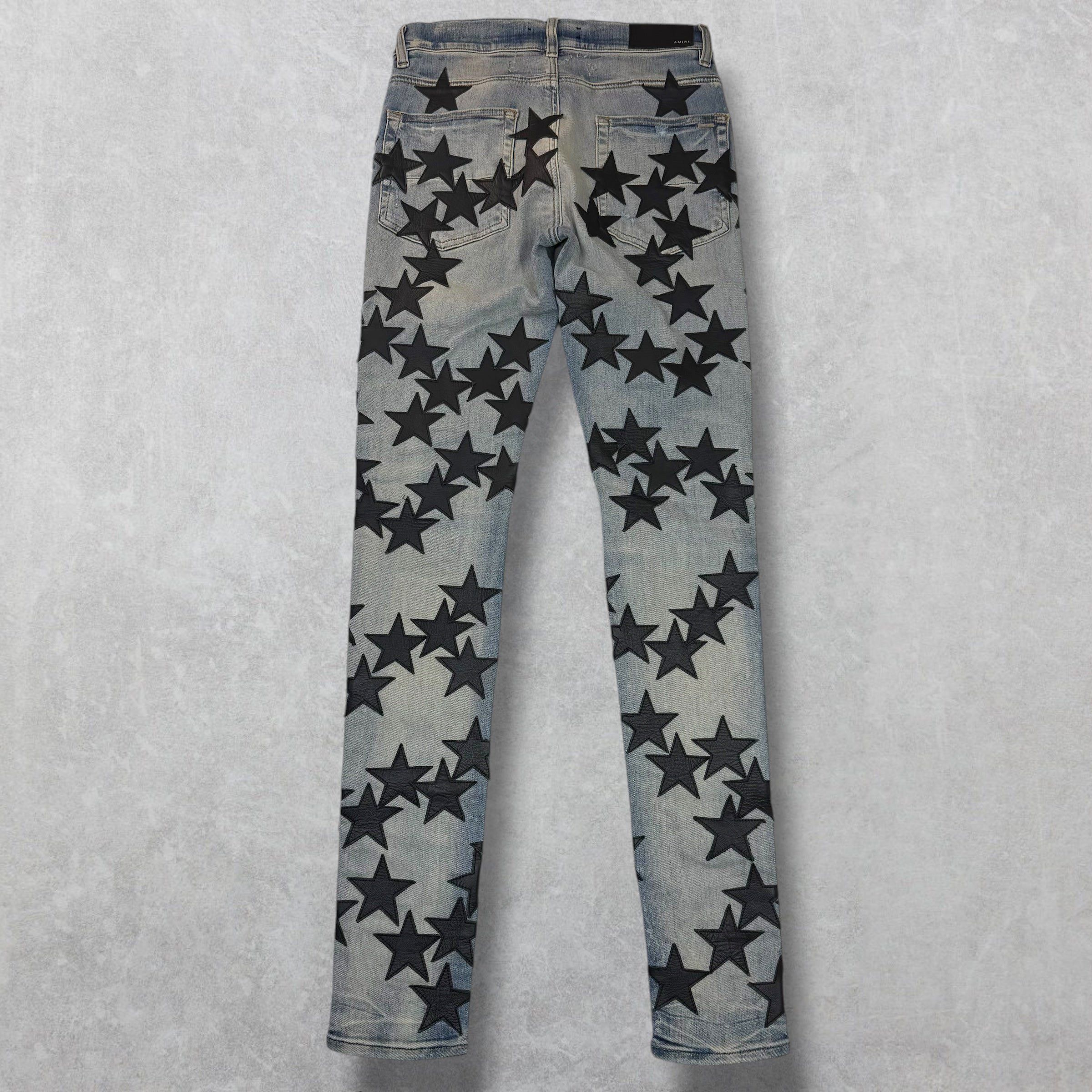 Amiri Amiri x Chemist Black Leather Star Jeans 30 Size US 30 / EU 46 - 3 Thumbnail