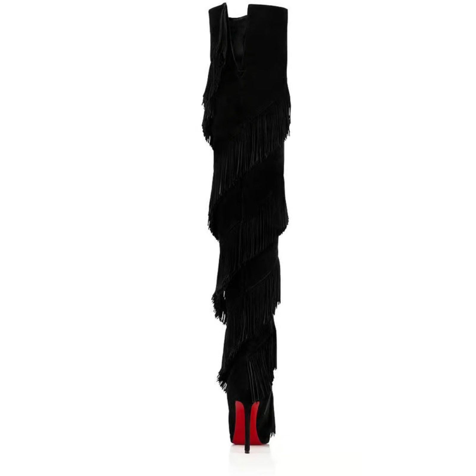 Christian Louboutin Christian Louboutin Bolcheva 120 Black Fringe Thigh High OTK Size US 6.5 / IT 36.5 - 2 Thumbnail