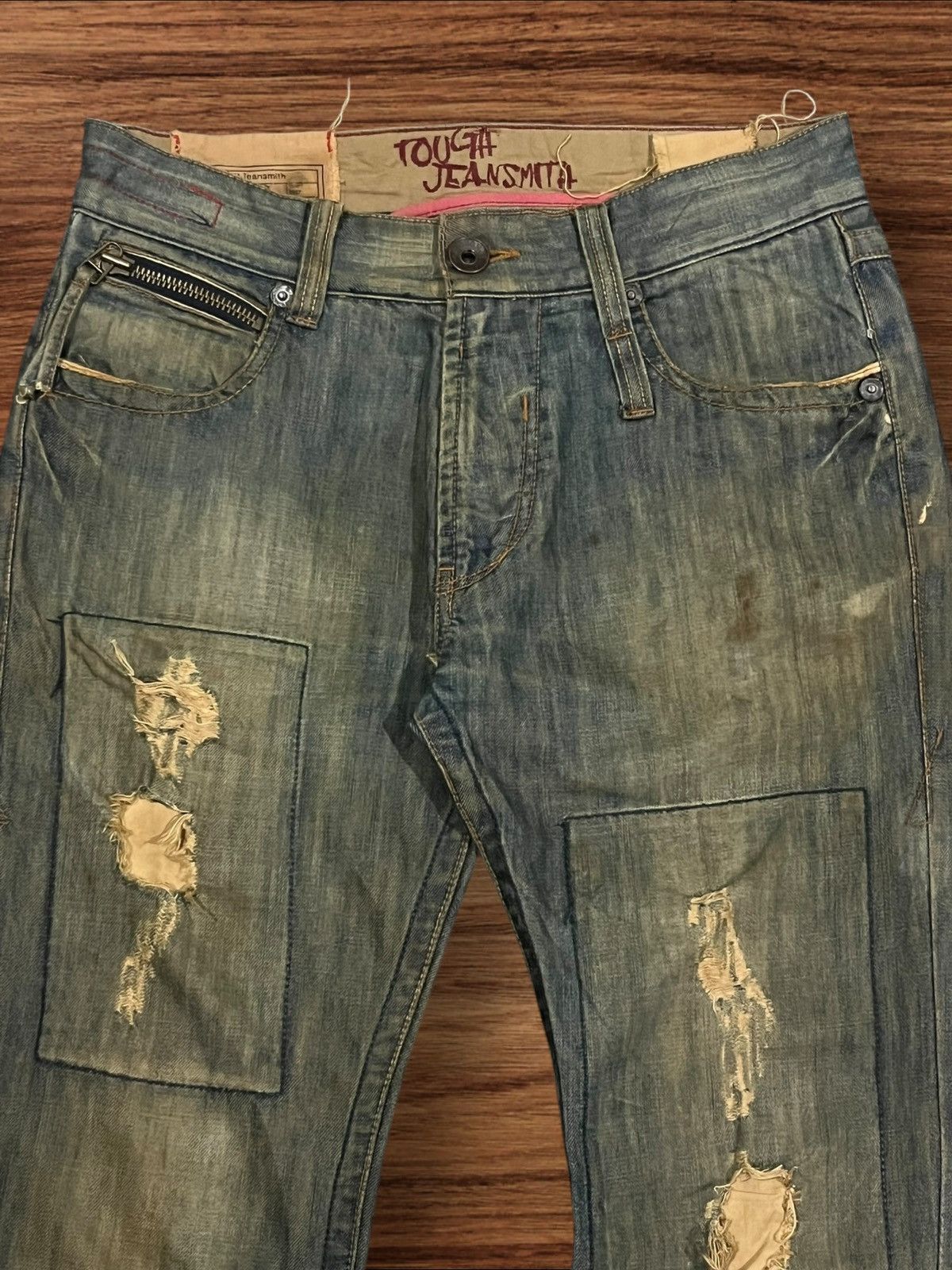 If Six Was Nine × Japanese Brand × Le Grande Bleu (L.G.B.) Japan Tough Jeans Smith Military Double Knee Distressed Jean Size US 32 / EU 48 - 4 Thumbnail