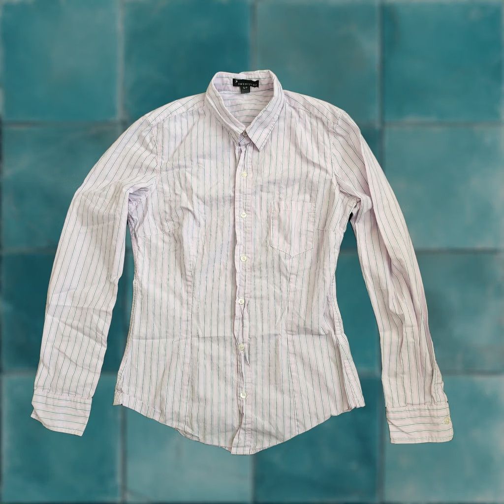 Forever 21 Forever21 Striped Button-Up Dress Shirt S/P Womens Shirt Long Sleeve Multicolor Casual Travel Business Party/Cocktail Spring Fall Winter Mens Girls Size S / US 4 / IT 40 - 1 Thumbnail
