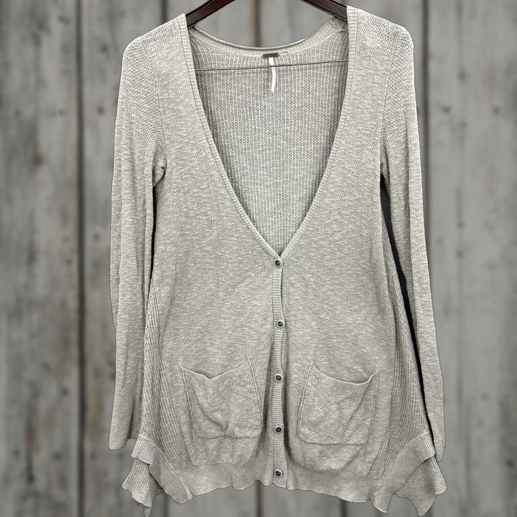 Free People VINTAGE Free People Cardigan Sweater Women's XS Gray Bohemian Casual Knit Fall Winter Spring Summer Size XS / US 0-2 / IT 36-38 - 1 Thumbnail