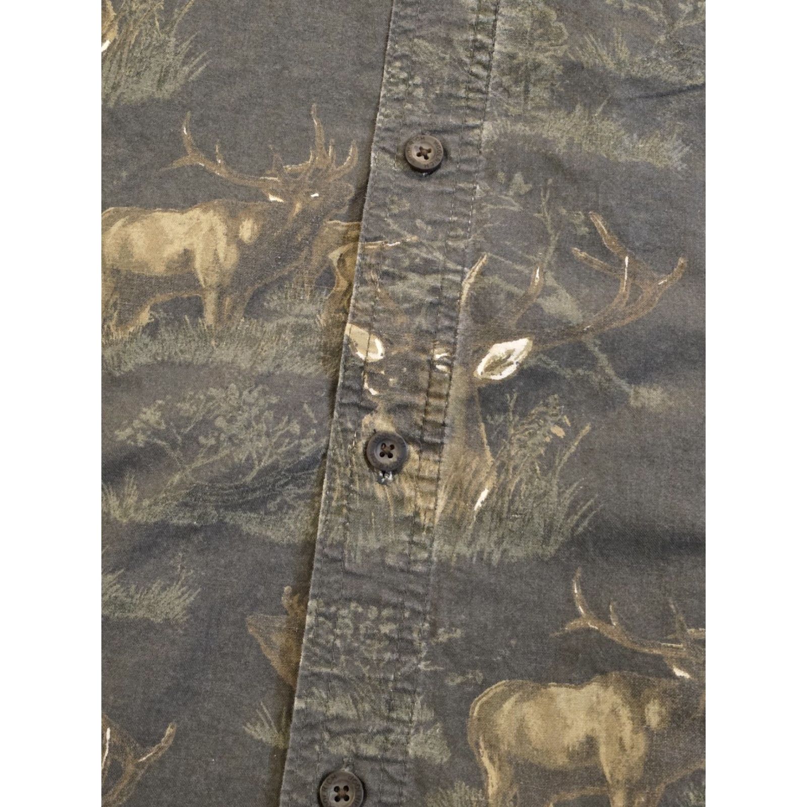 Vintage VINTAGE Woolrich Shirt Button-Up Elk AOP Graphite Long Sleeve Men's XL Gray Cotton Woolen 90s Outdoor Animals Pockets All Seasons Easy Care Size US XL / EU 56 / 4 - 6 Thumbnail