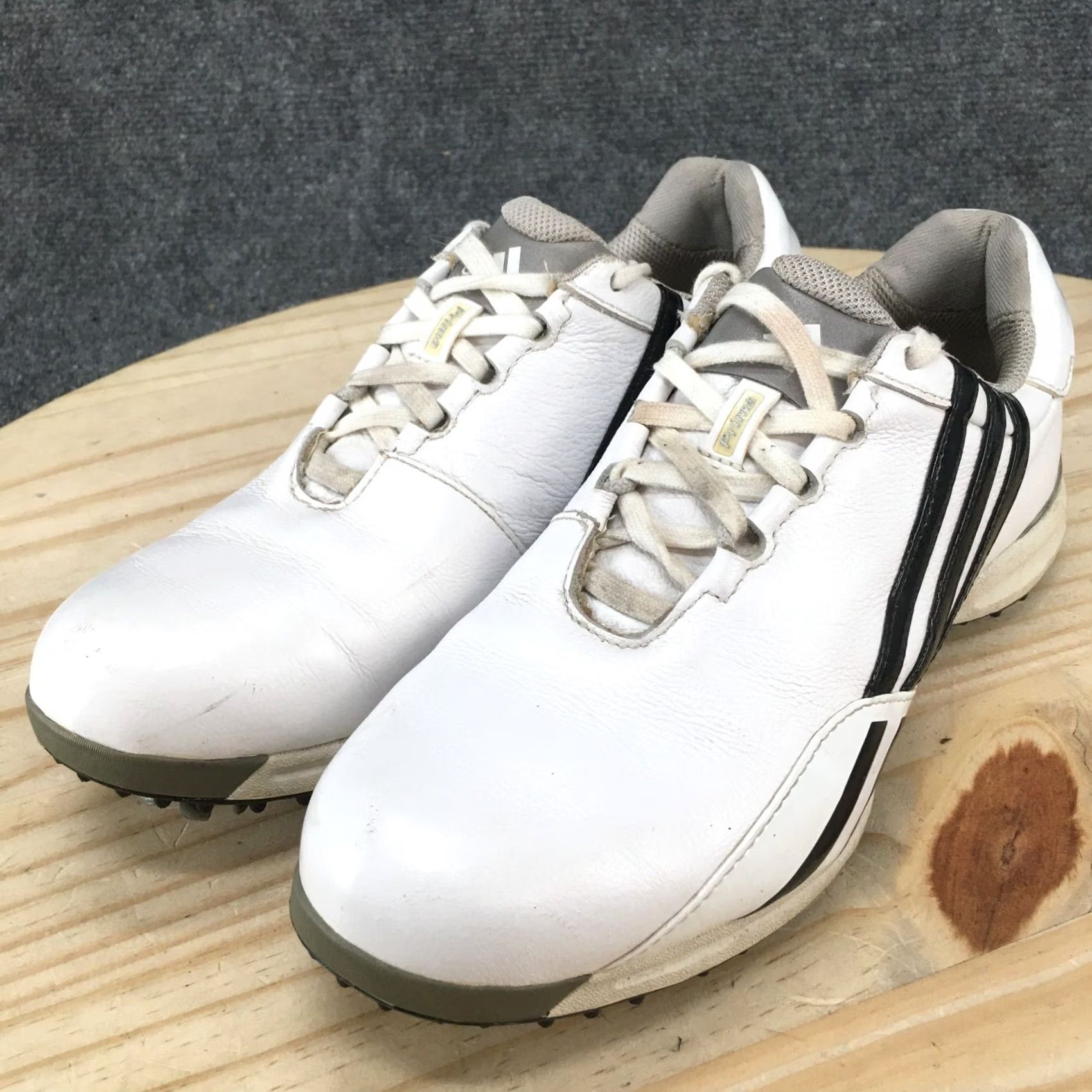 Adidas Adidas Golf Cleats Mens 7.5 White Black Stripe Driver Prima Soft Spike 737819 Size US 8 / EU 41 - 6 Thumbnail