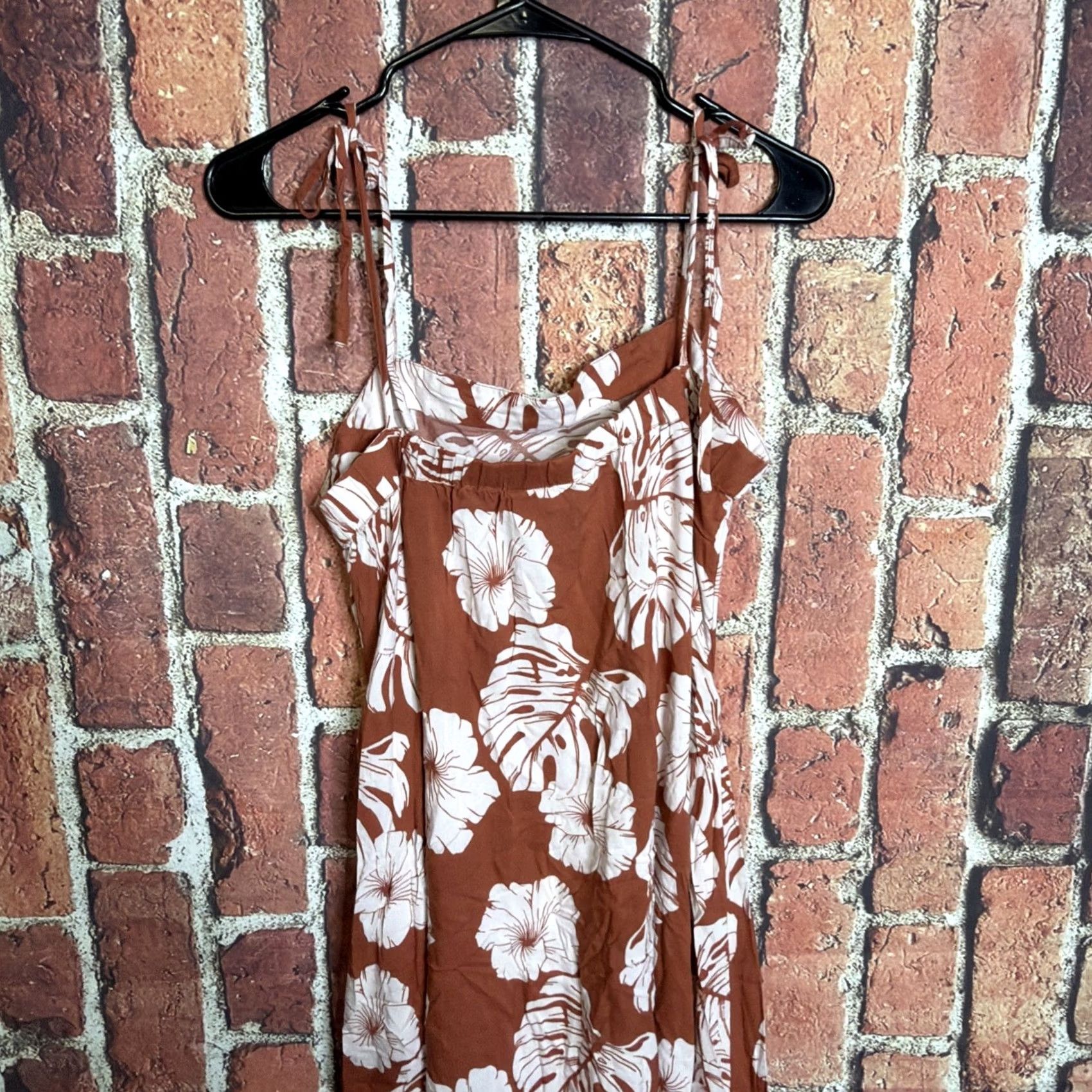Vintage ROXY Sundress Women's XL Floral Sleeveless Tank Dress Brown Midi Regular Size XL / US 12-14 / IT 48-50 - 4 Thumbnail