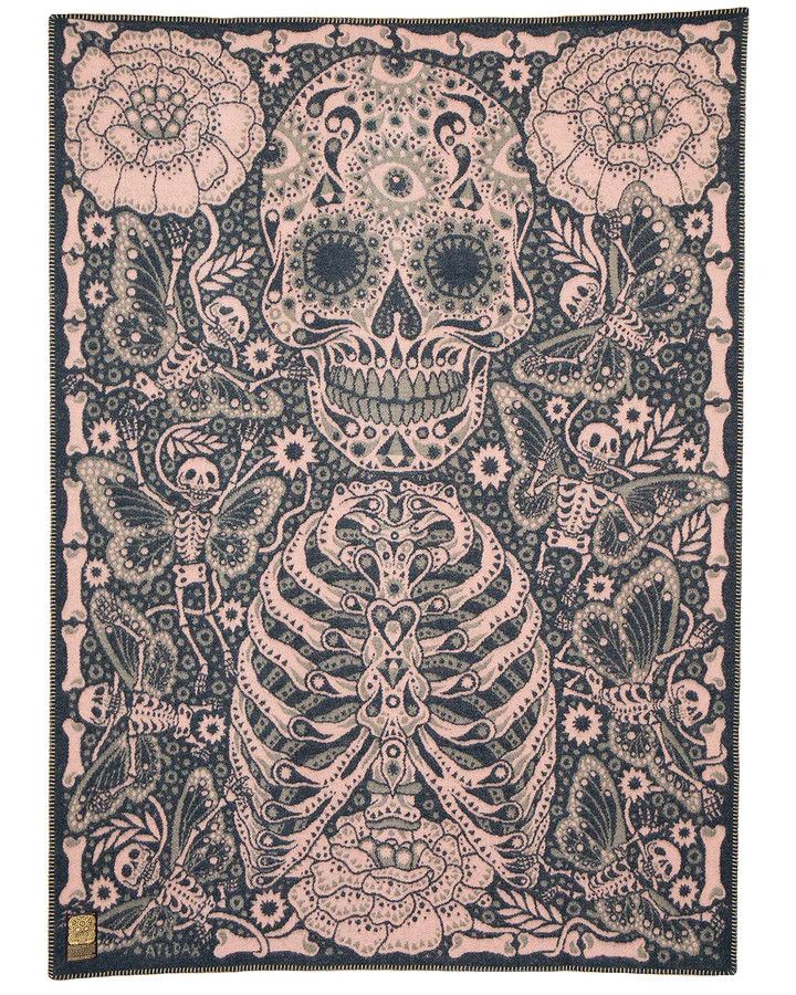 Designer × Indigofera Indigofera "Dia De Muertos" Wool Blanket Size ONE SIZE - 1 Preview