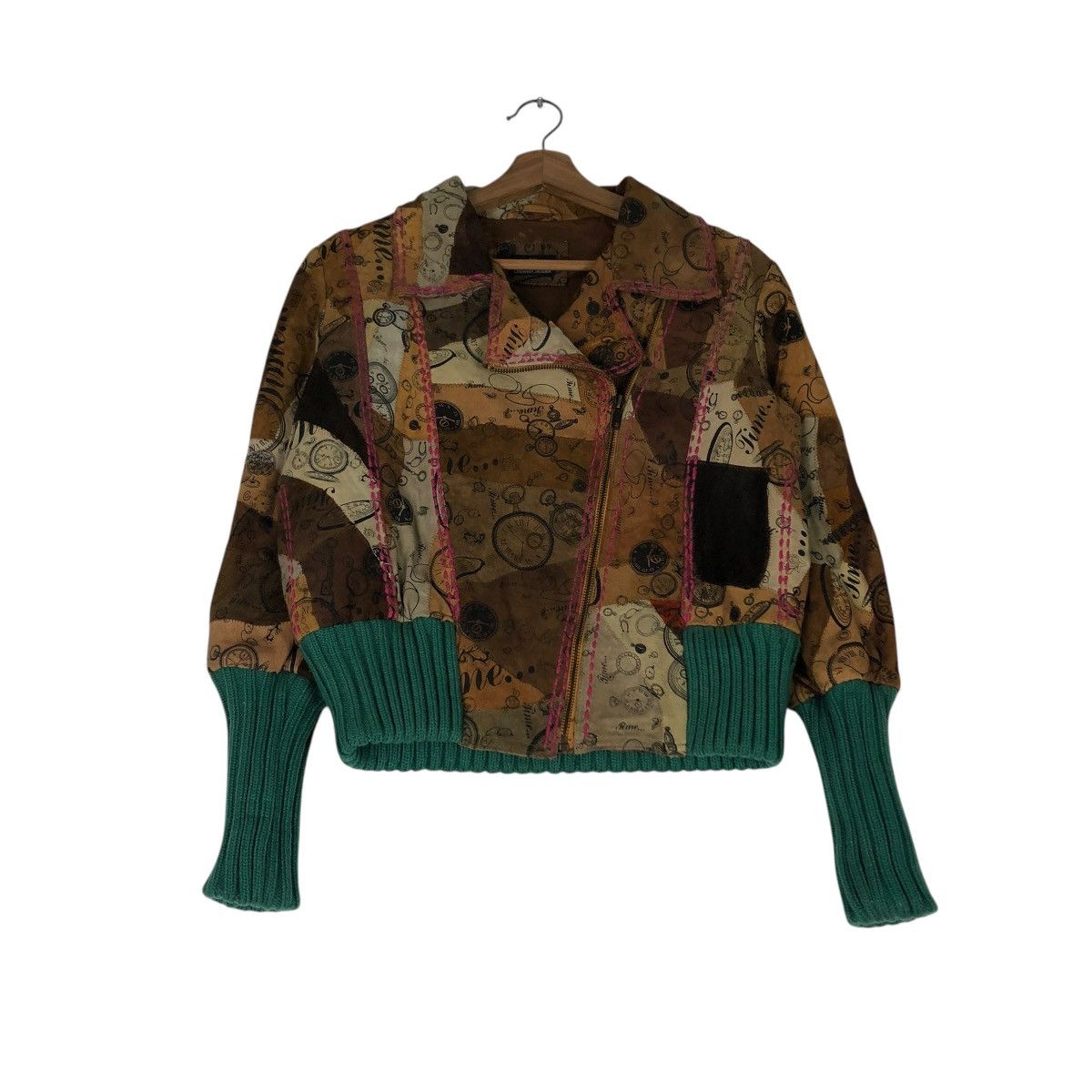 Japanese Brand 🔥VINTAGE LEATHER JACKET DOUBLE COLLAR FULL PRINT FLOWER Size S / US 4 / IT 40 - 1 Thumbnail