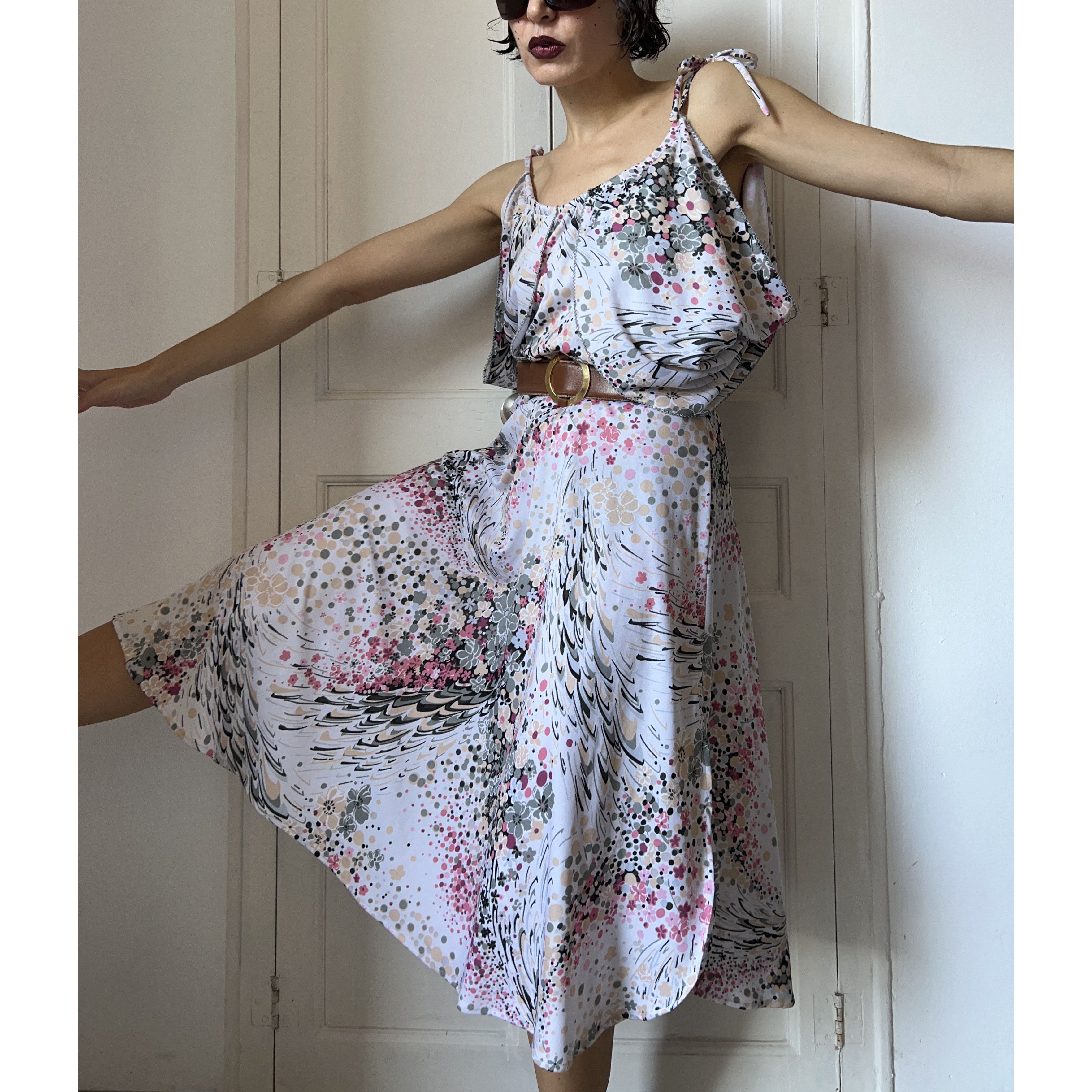 Vintage Vintage 80s Shubette London Blouson Midi Dress Size M / US 6-8 / IT 42-44 - 8 Thumbnail
