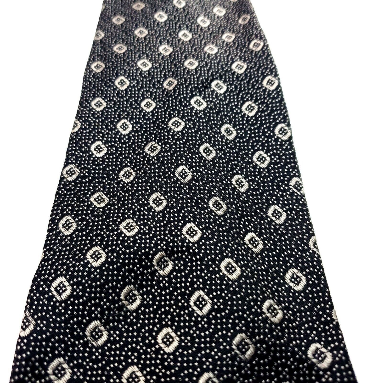 Vintage C. Dubya Black Silk Tie Woven Wide Geometric Size ONE SIZE - 2 Thumbnail