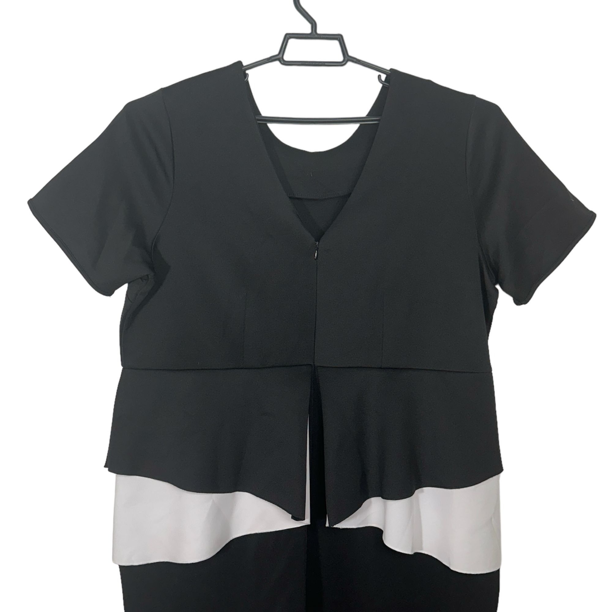 Designer Eloquii Black & White Color-block Short Sleeve Dress with Pe Size XXL / US 16-18 / IT 52-54 - 3 Thumbnail