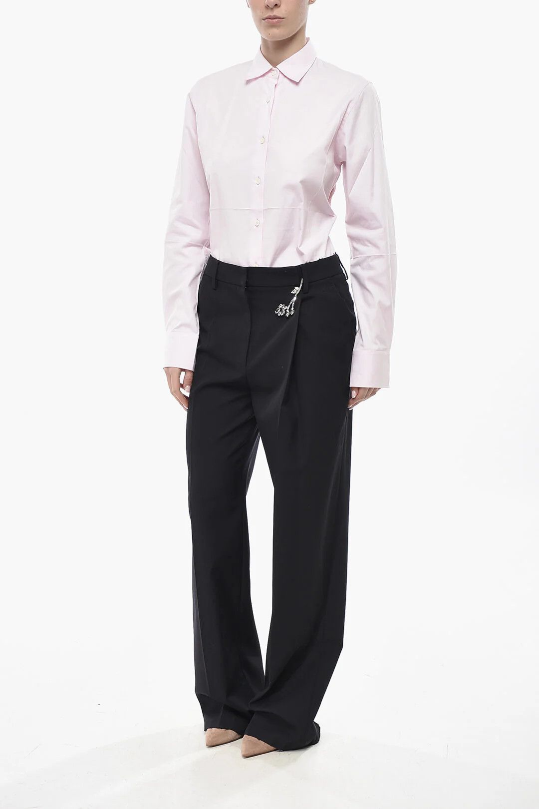 Prada og1mm0426 Asymmetric 1-Pleat Pant in Blue Size 27" / US 4 / IT 40 - 4 Thumbnail