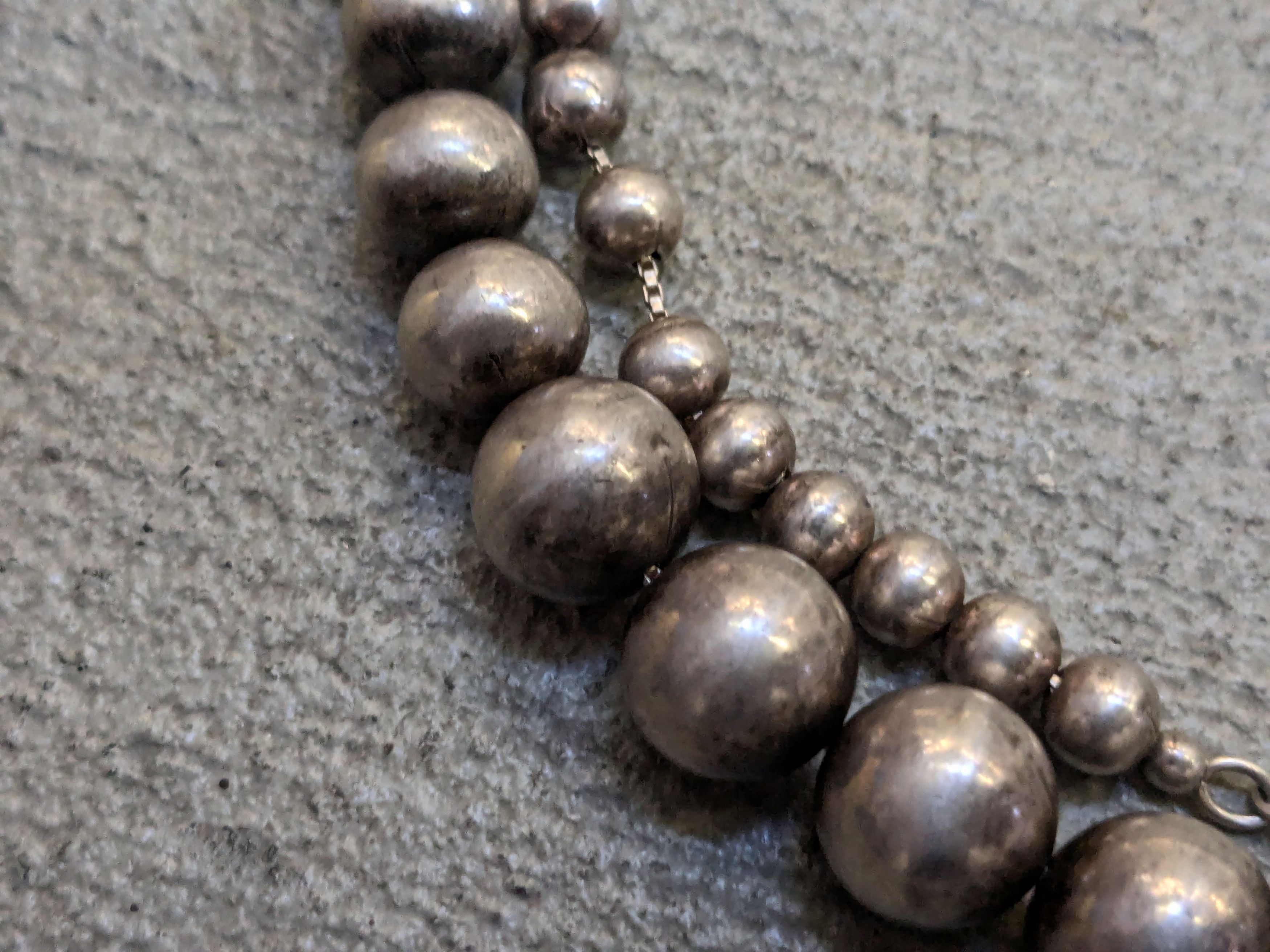 Sterling Silver Sterling Silver Necklace Ball Round Graduated Beads 32" Size ONE SIZE - 4 Thumbnail