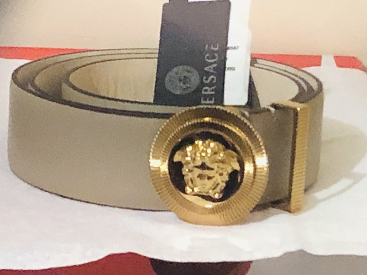 Versace Versace Medusa Leather Belt Biggie Beige 💎🏷️ Size 40 - 14 Thumbnail