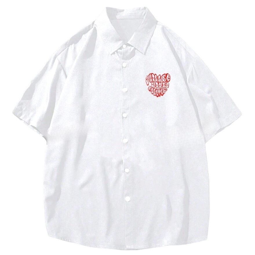 Shein Street Life Graphic Button Up Shirt in White, Size M Size US M / EU 48-50 / 2 - 2 Thumbnail