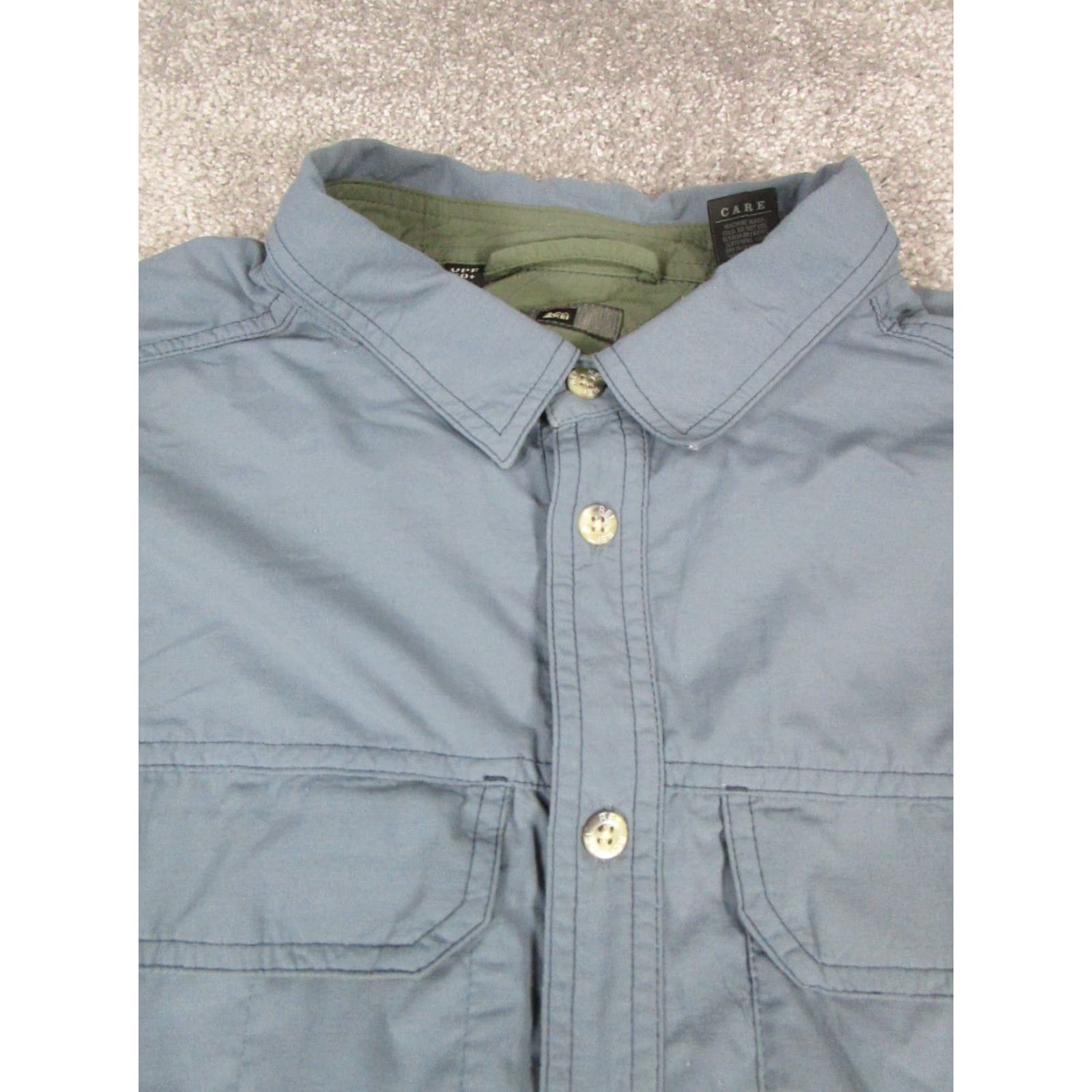 Vintage REI Shirt Mens 2XL Blue Upf 50+ Hiking Button Up Shirt - REI Button-Up Nylon Collared Long Sleeve Casual Travel Workwear Mens, Blue 2XL REI Shirt Size US XXL / EU 58 / 5 - 2 Thumbnail