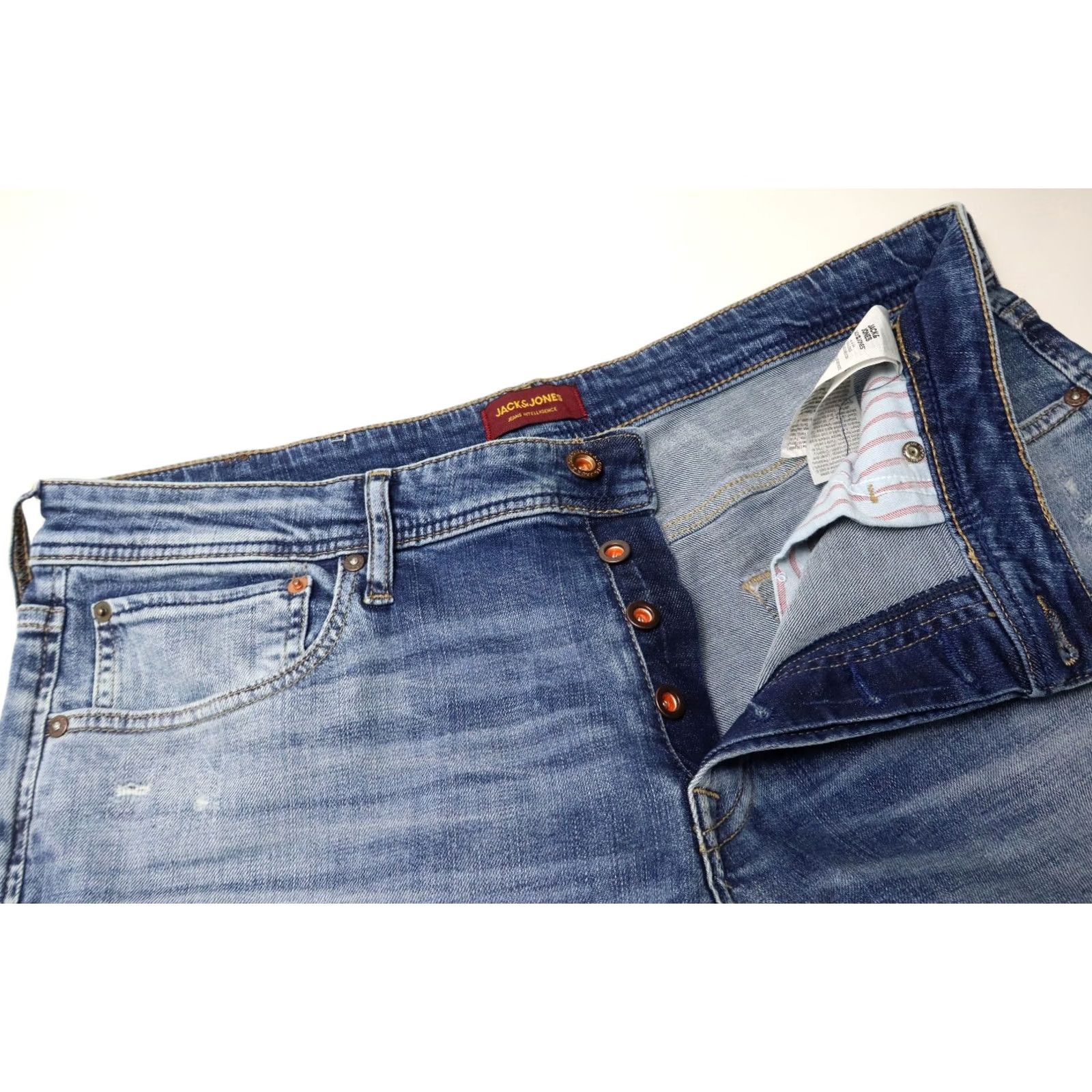 Jack & Jones JACK & JONES Comfort/Mike Jeans Men's W36/L32 Blue Distressed Whiskers Button Shirt Size US 36 / EU 52 - 4 Thumbnail