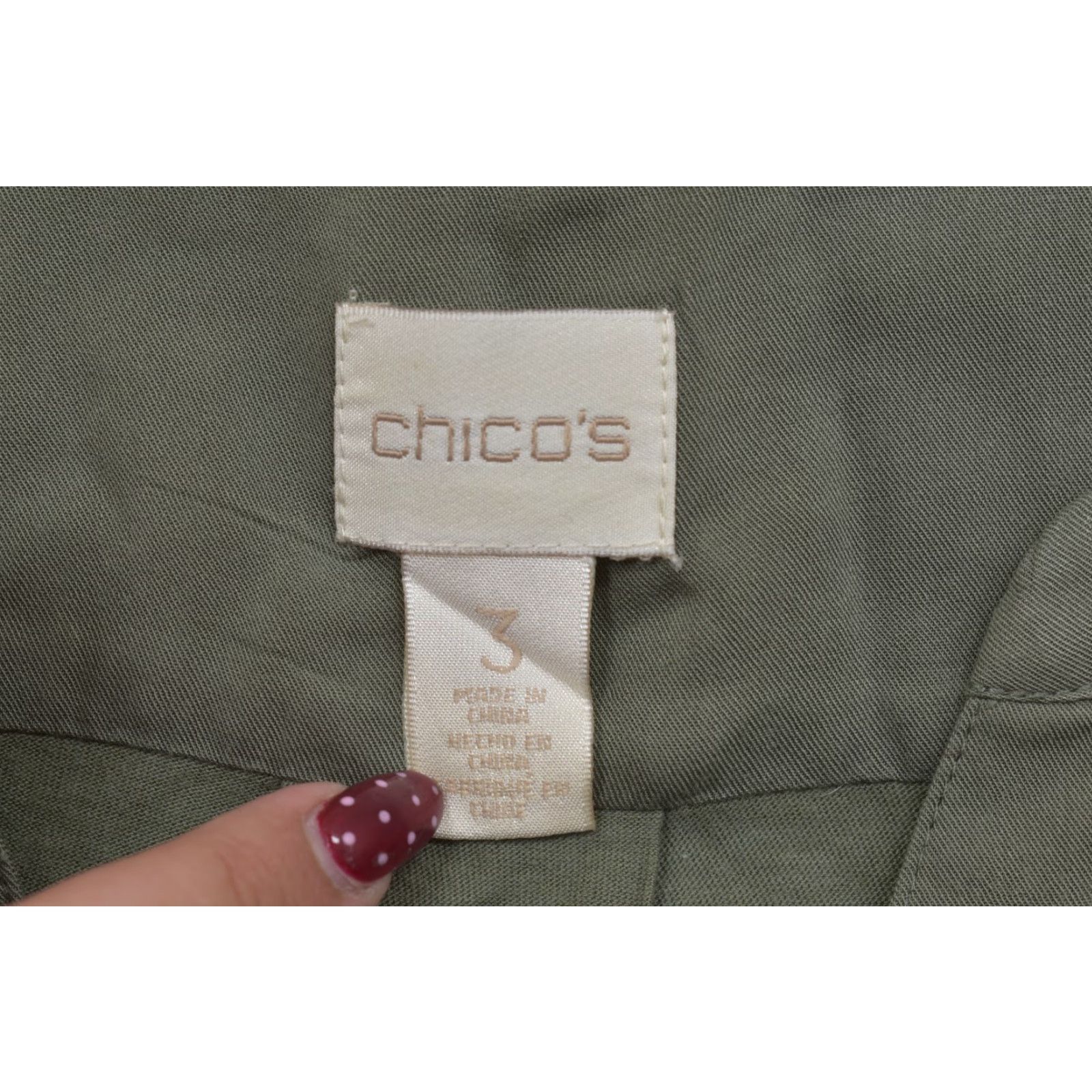 Vintage Chico's Women's Blouse Green V-Neck Long Sleeve Tie Front Solid Polyester Size 3 Regular Womens Casual Shirt Size XS / US 0-2 / IT 36-38 - 7 Thumbnail