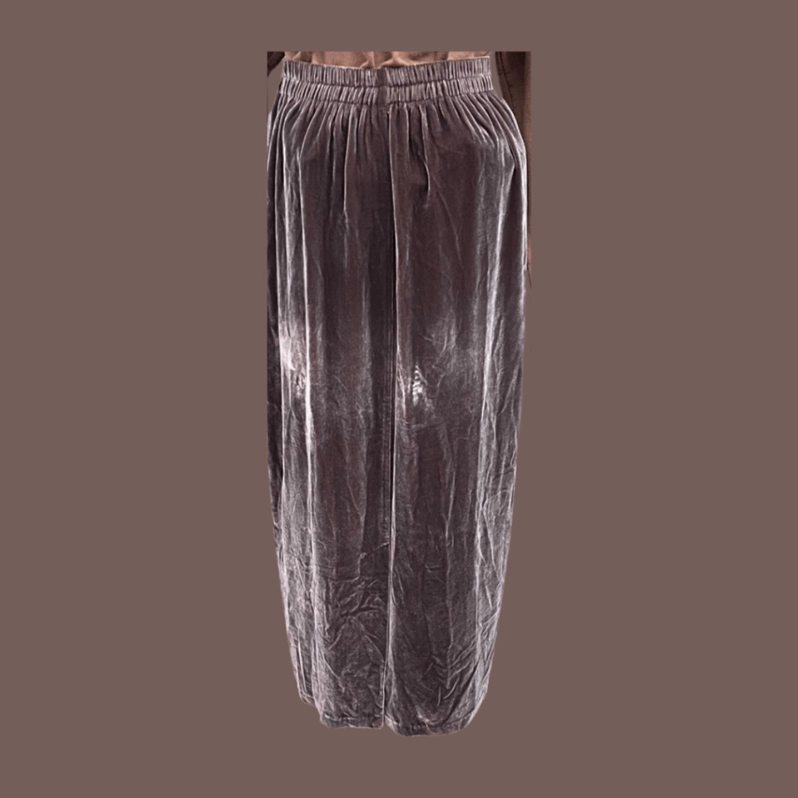 Vintage VTG Maxi Skirt | Taryn De Chellis Brown Velour 90s Academia Size 26" / US 2 / IT 38 - 4 Thumbnail