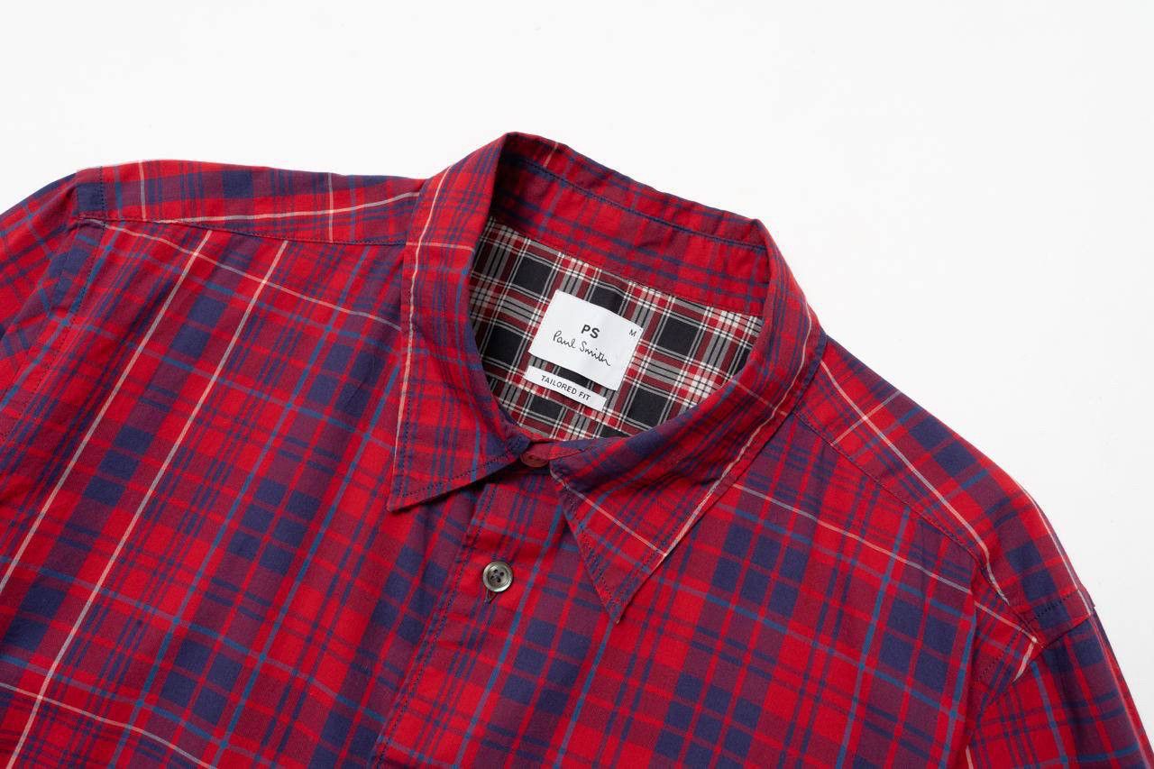 Paul Smith 🔵 PS PAUL SMITH Tailored Fit Checked Red Plaid Shirt Size US M / EU 48-50 / 2 - 8 Thumbnail
