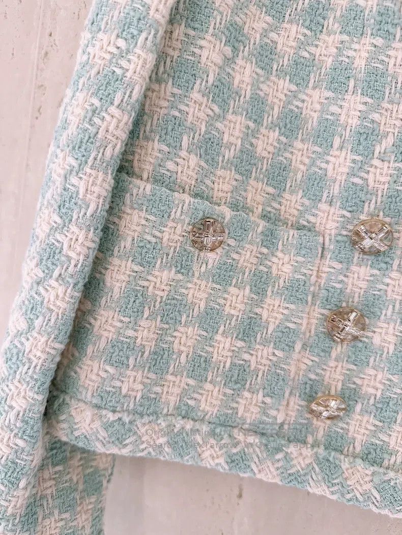 Chanel Chanel 23S spring and summer mint green thousand-bird chec Size XS / US 0-2 / IT 36-38 - 4 Thumbnail