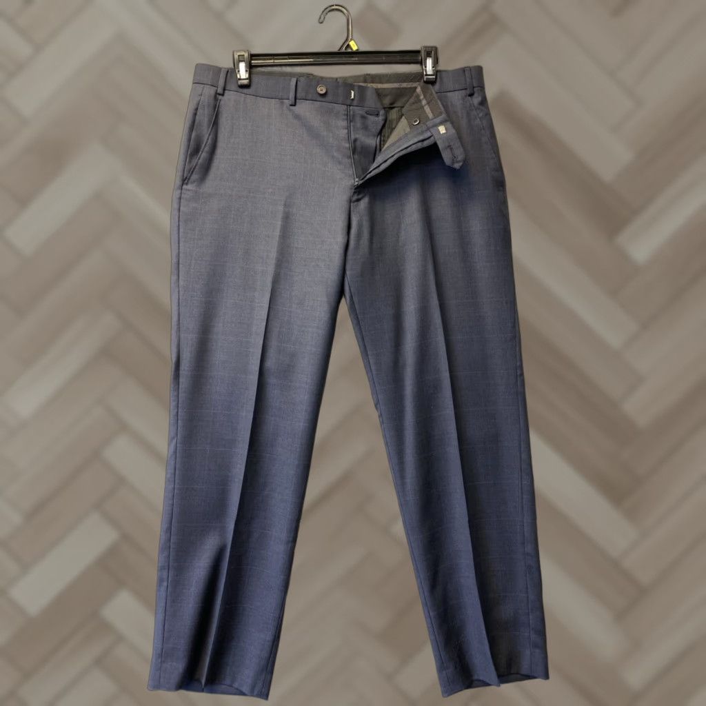 Ralph Lauren LAUREN RALPH LAUREN Dress Pants 38 x 30 Dark Gray Window Pane Slim Fit Belted Mens Size US 38 / EU 54 - 1 Thumbnail