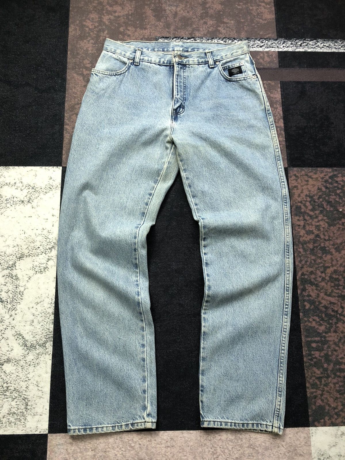 image of Size 33X30.5 VTG Harley Davidson Light Blue Classic Jeans, Men's