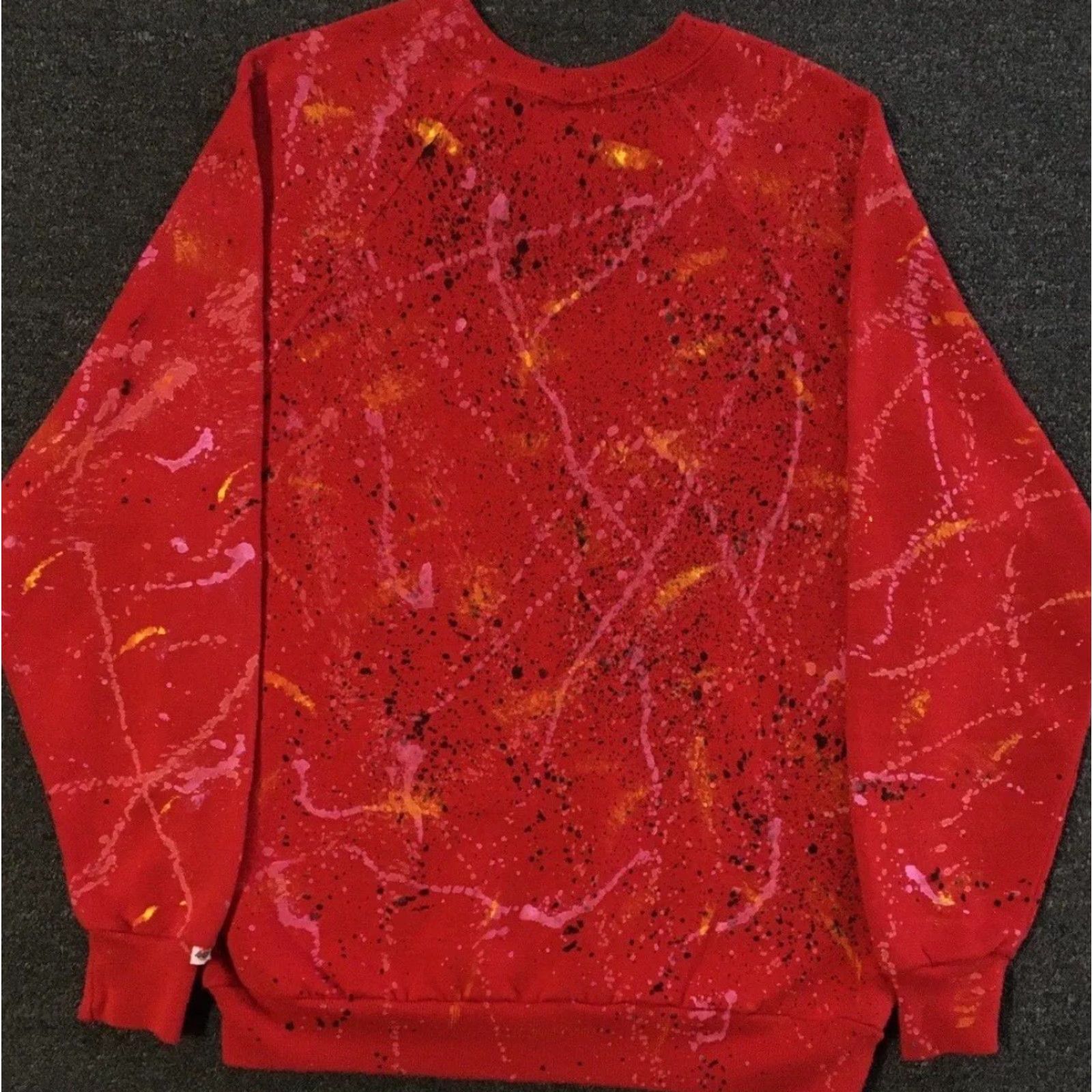 Vintage Vaporwave Hoodie Men S Red Paint Splatter Vintage 80s Pullover All Over Print Grunge Surf Skate 90s USA USA Size US S / EU 44-46 / 1 - 2 Thumbnail